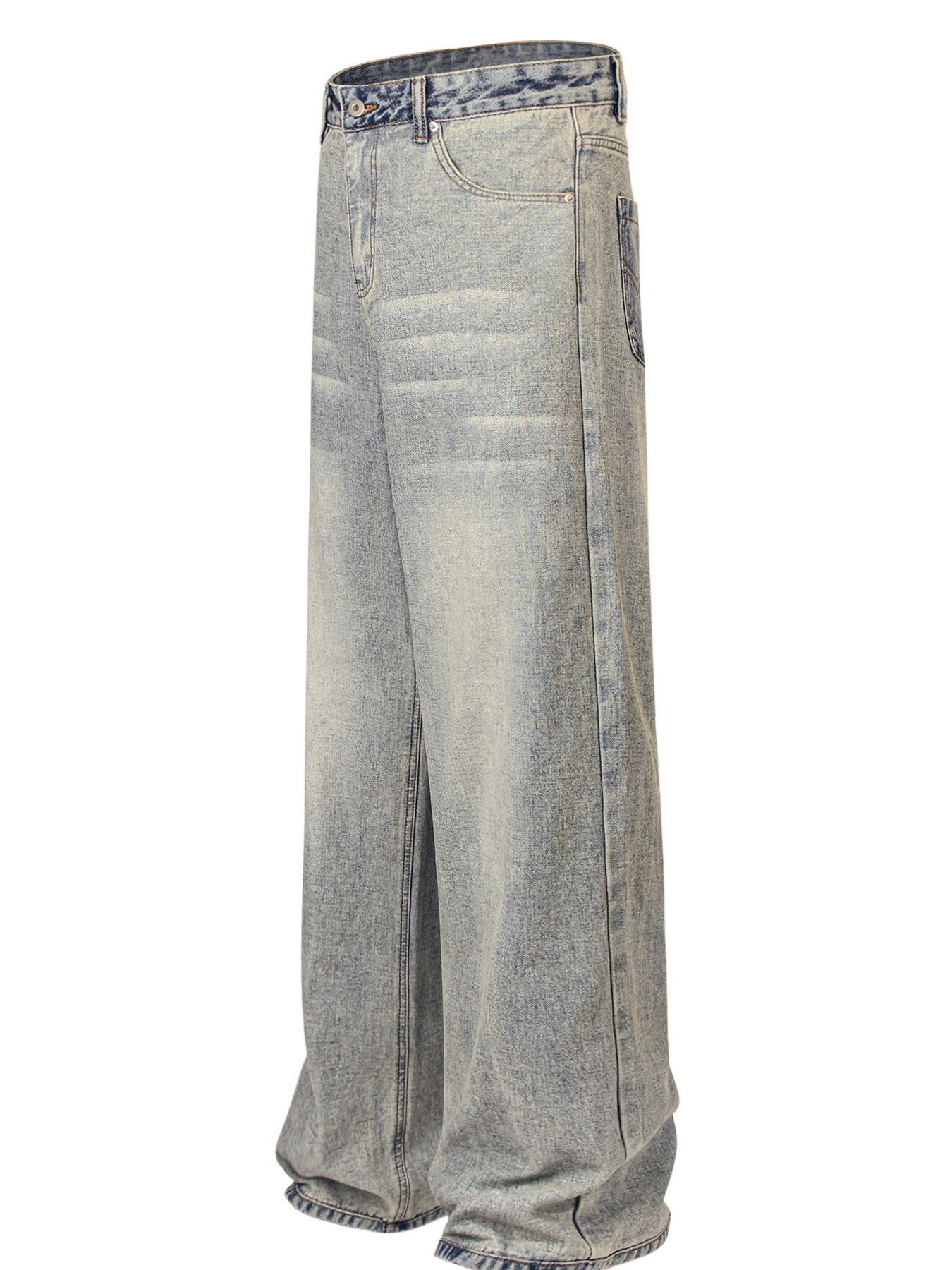 Men's Contrast Pocket Washed Straight Jeans