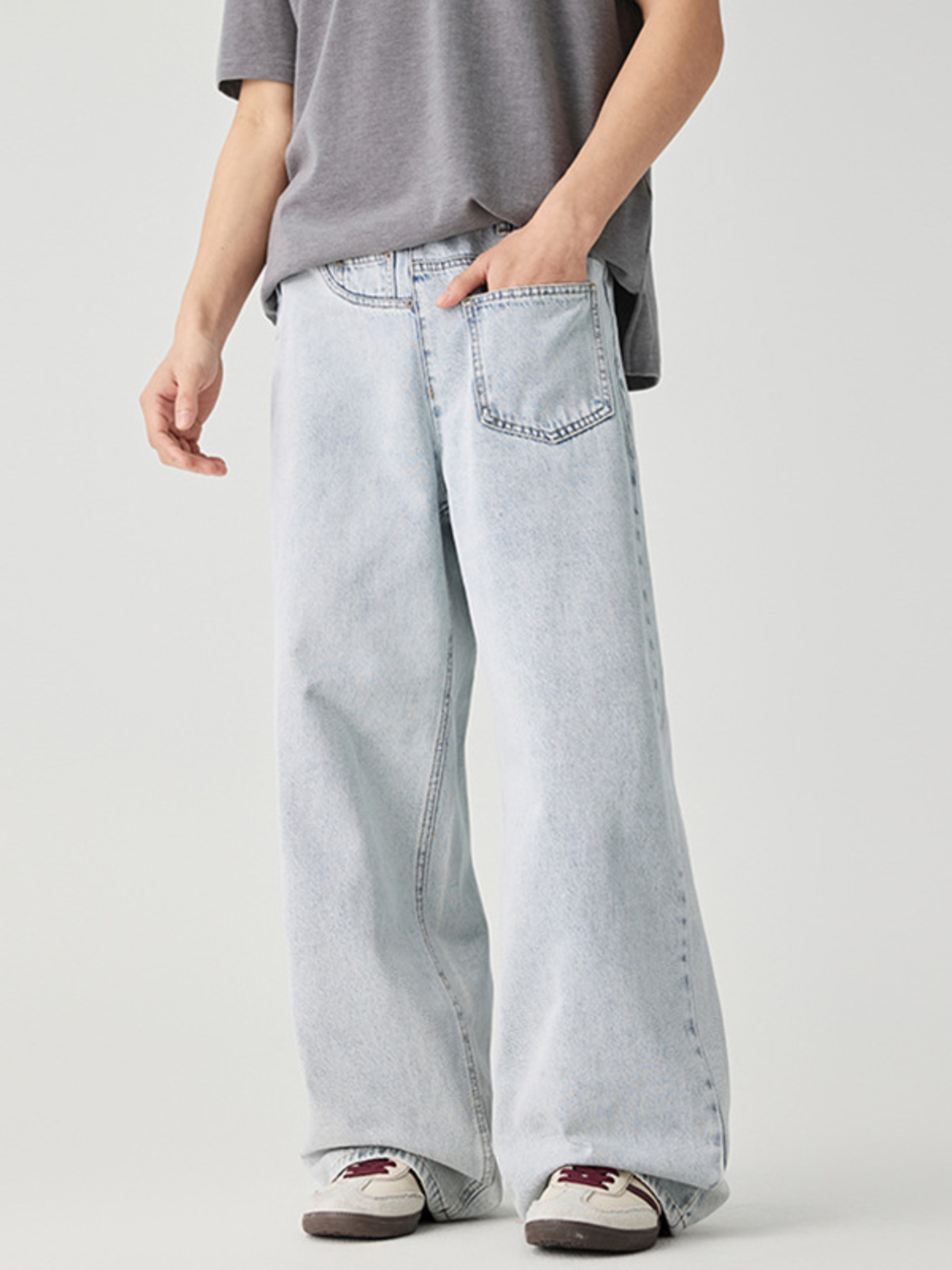 Men's Wash Wide Leg Jeans