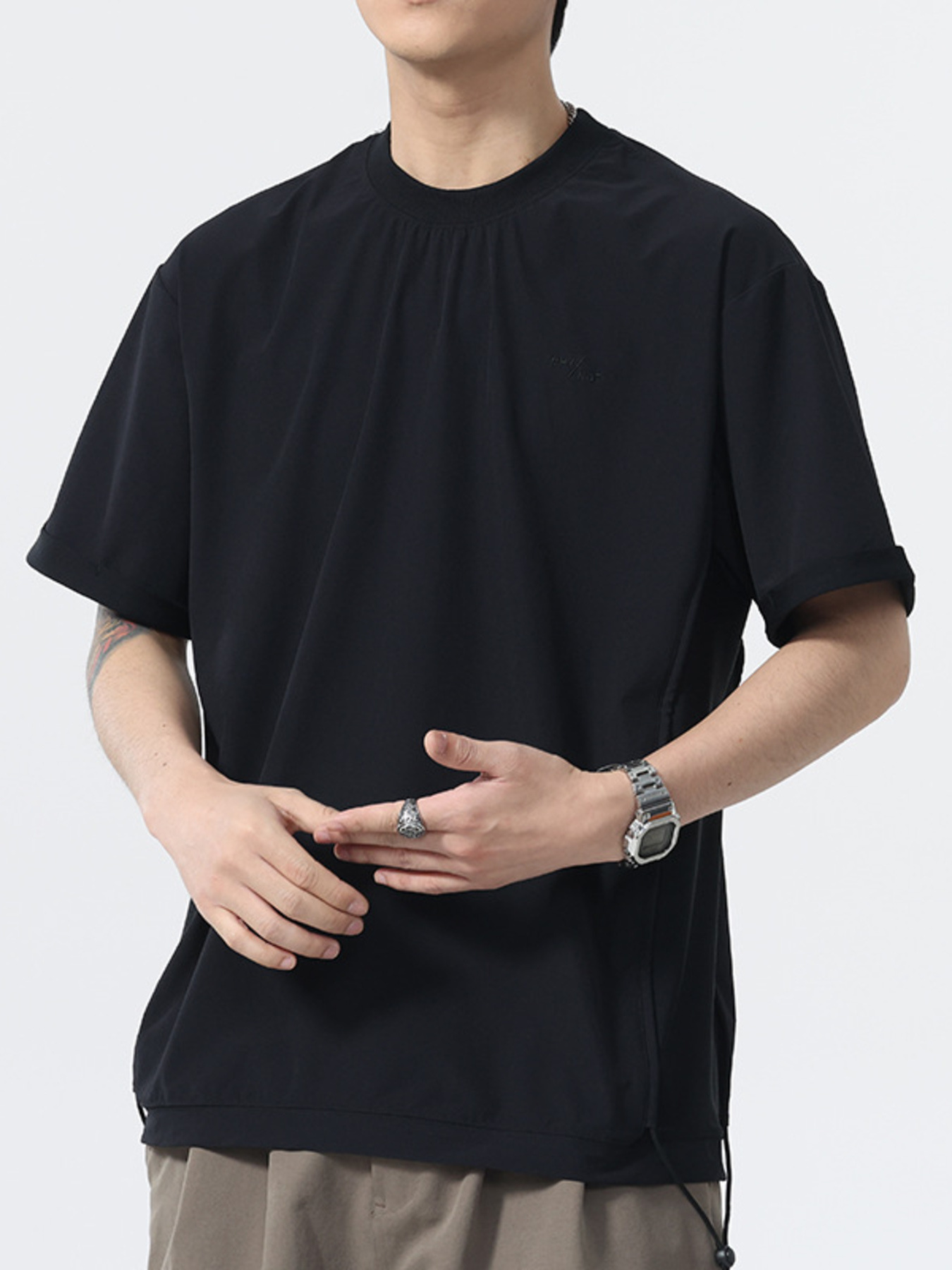 Men's Plus Size Round Neck Oversized Cotton T-Shirt