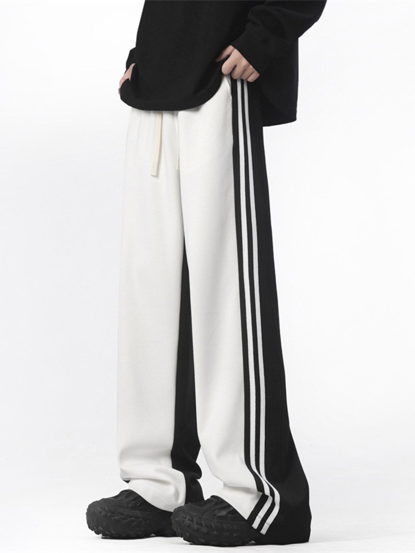 Men's Full Size Side Striped Wide Leg Pants Plus Size