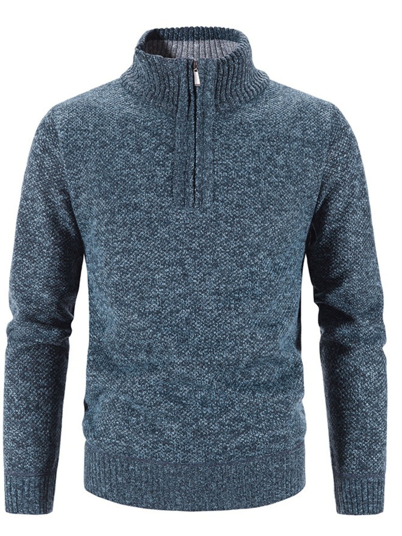 Men's Plus Size Quarter Zip Long Sleeve Sweater