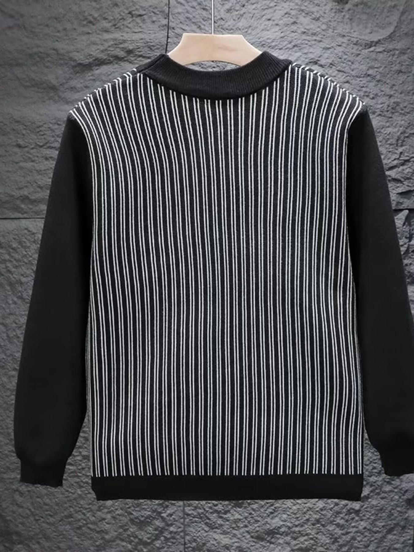 Men's Plus Size Striped Pattern Crew Neck Sweater