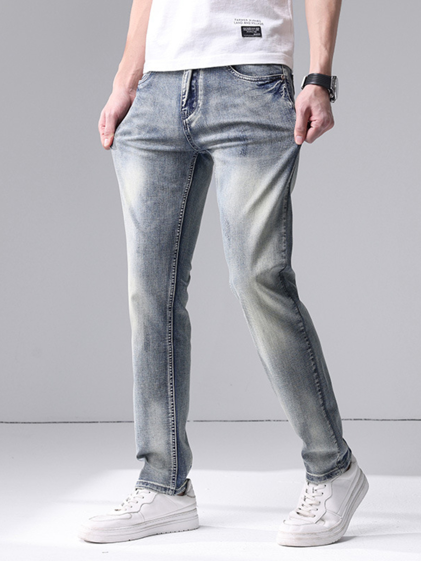 Men's Washed Slim Fit Jeans
