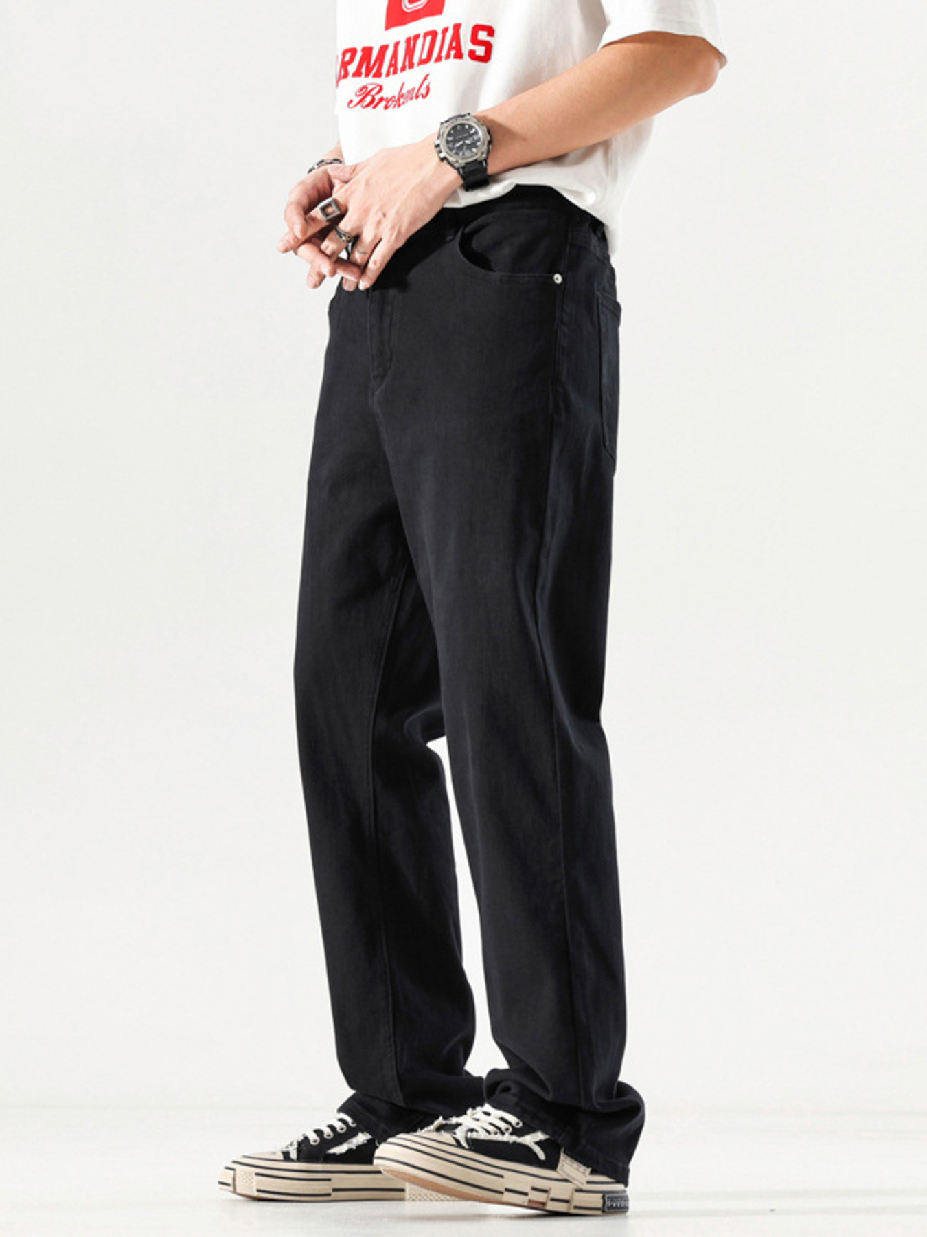 Men's Full Size Wide Leg Jeans with Pockets Plus Size