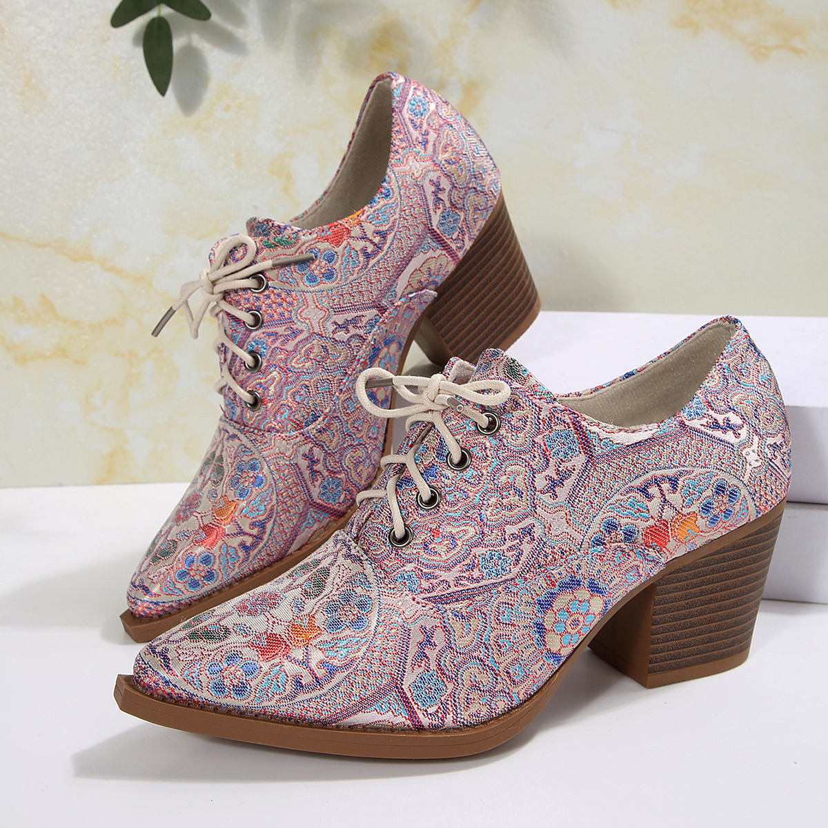 Point Toe Block Heels Ankle Boots