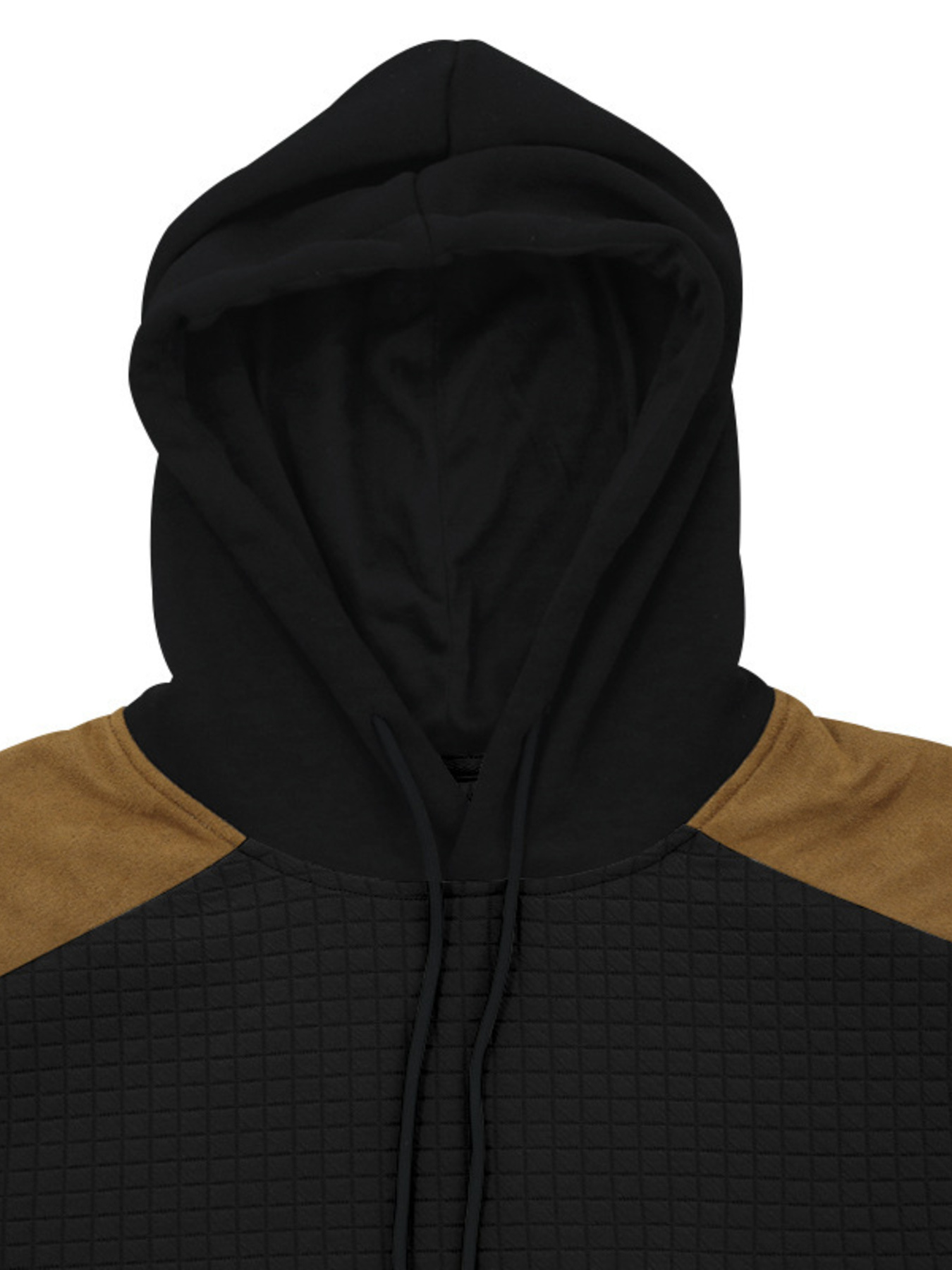 Men's Full Size Drawstring Contrast Shoulder Panels Hoodie Plus Size