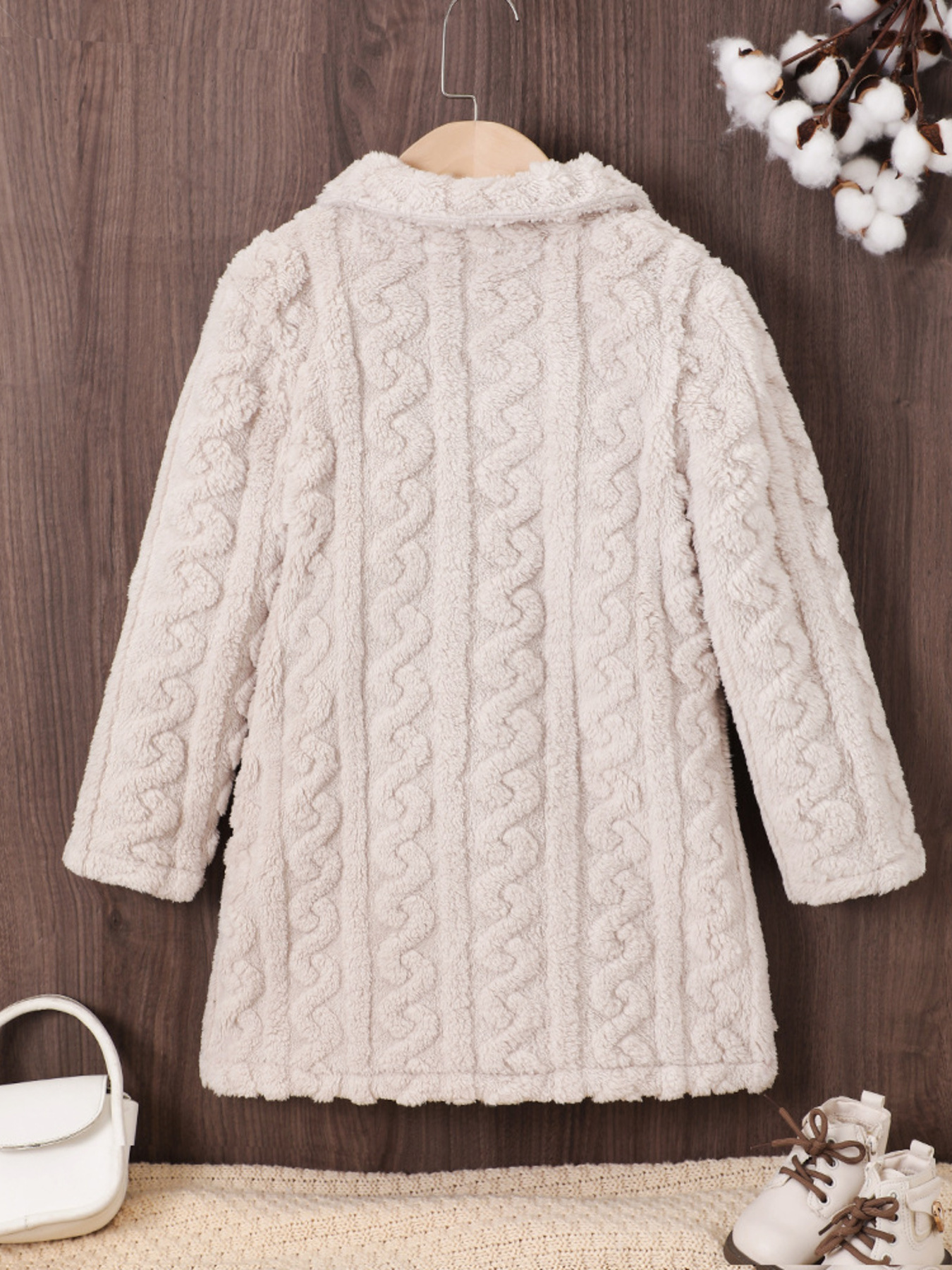 Children's Cozy Textured Double-Breasted Outerwear