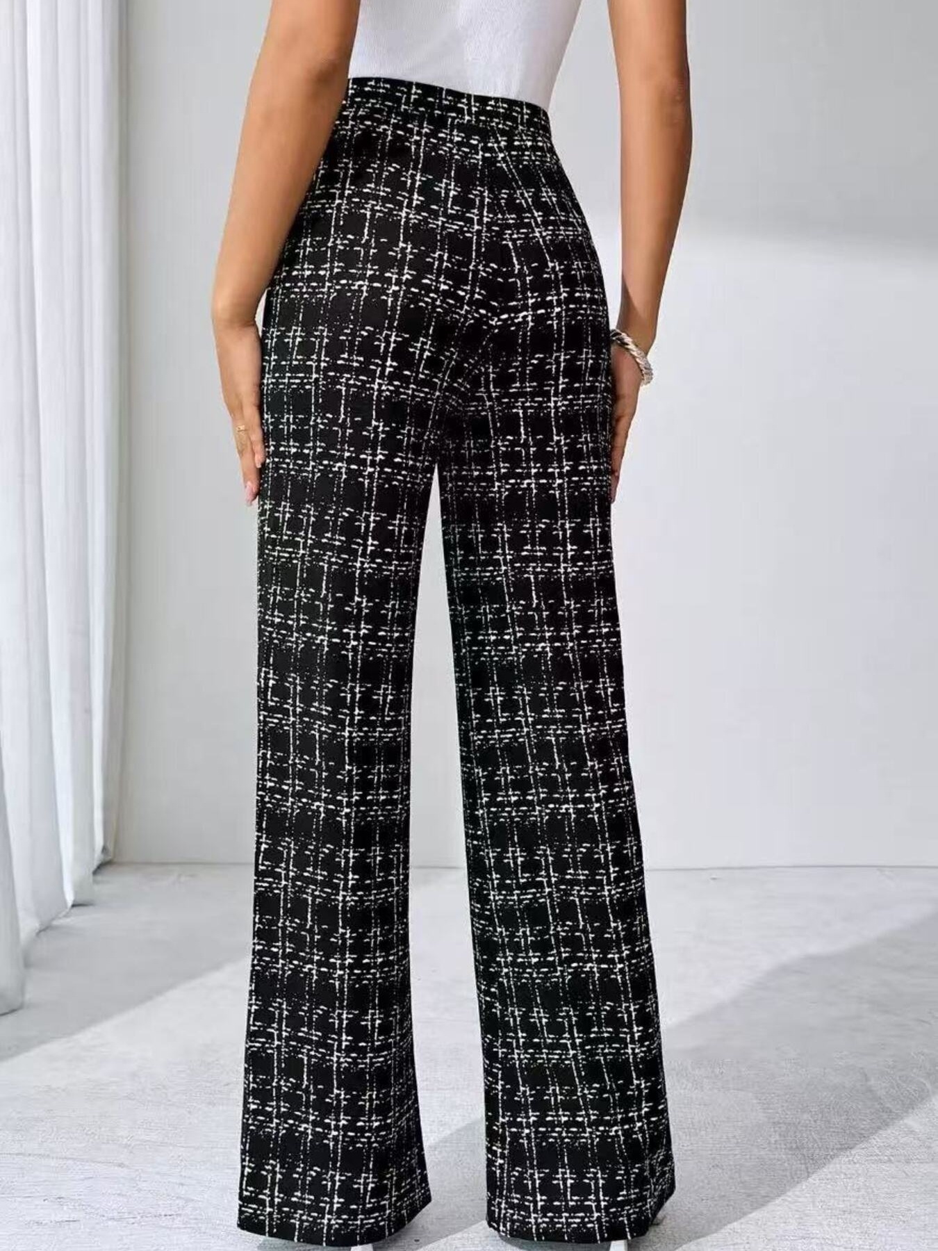 Plaid Wide Leg Pants