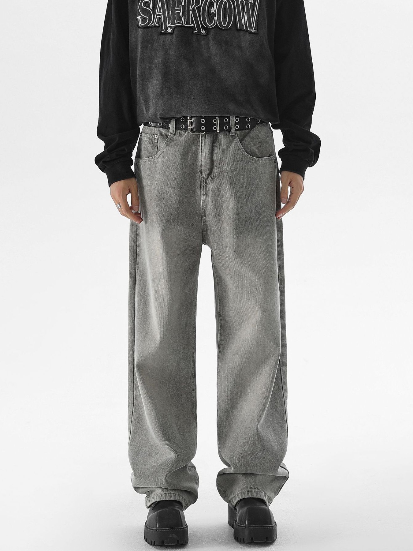 Men's Vintage Wash Wide Leg Jeans