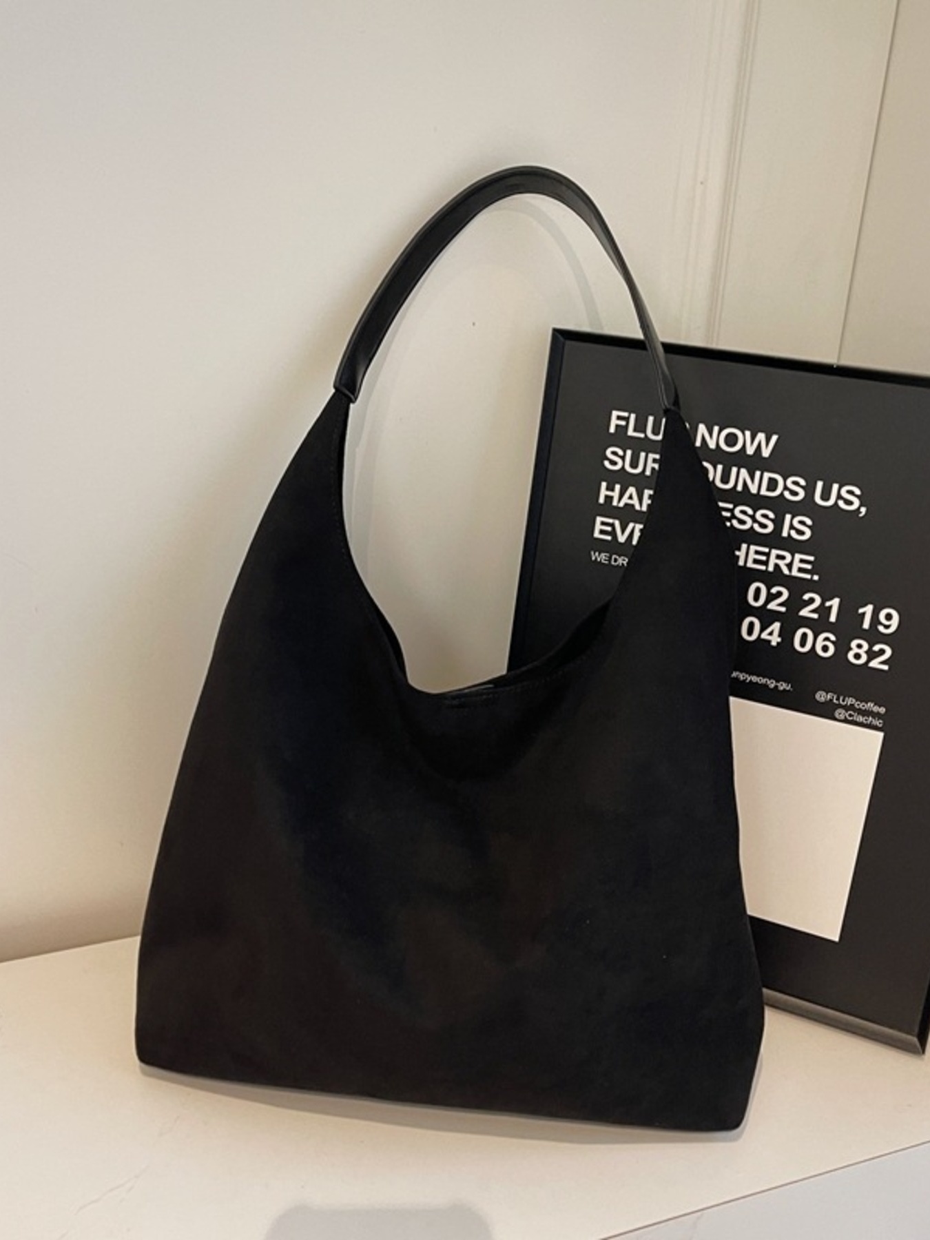 Solid Color Suede Tote Bag
