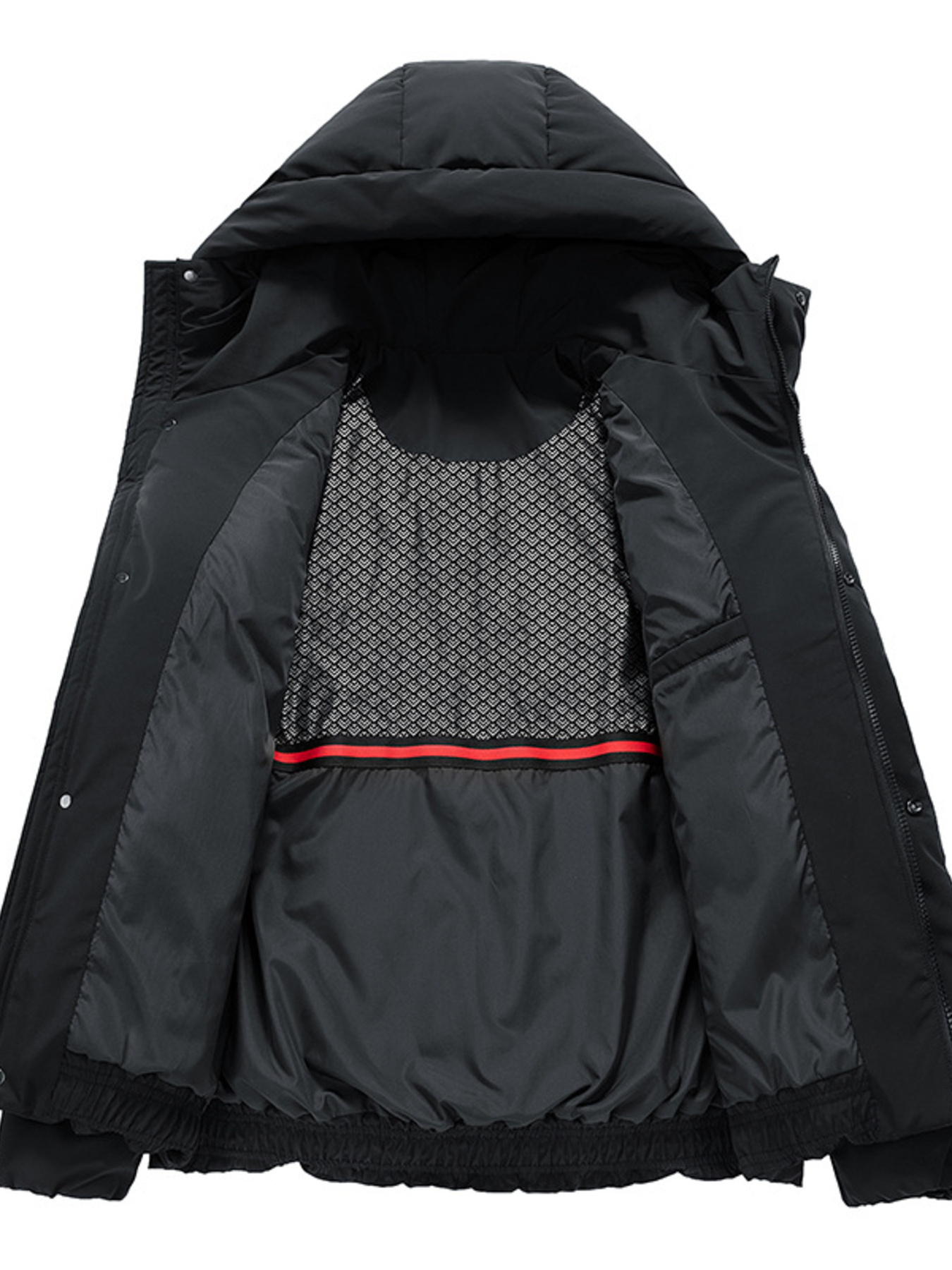 Men's Full Size Snap Down Hooded Padded Winter Jacket Plus Size