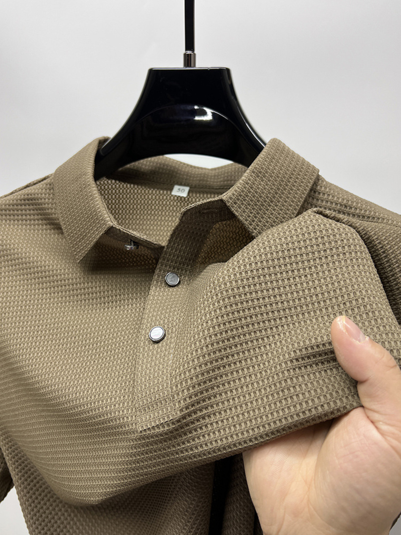 Men's Plus Size Waffle Knit Short Sleeve Polo