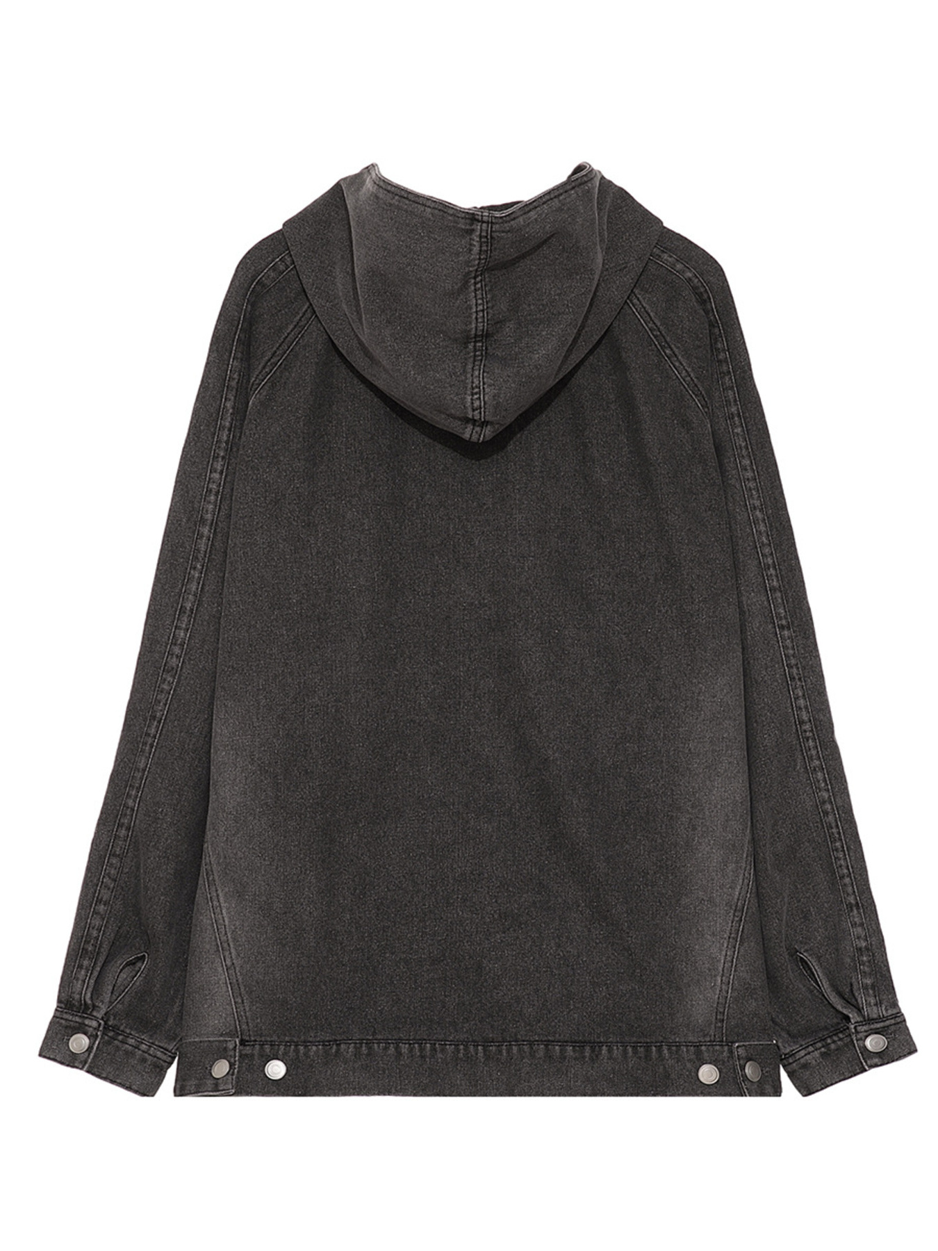 Men's Casual Quarter Zip Letter Washed Denim Hoodie