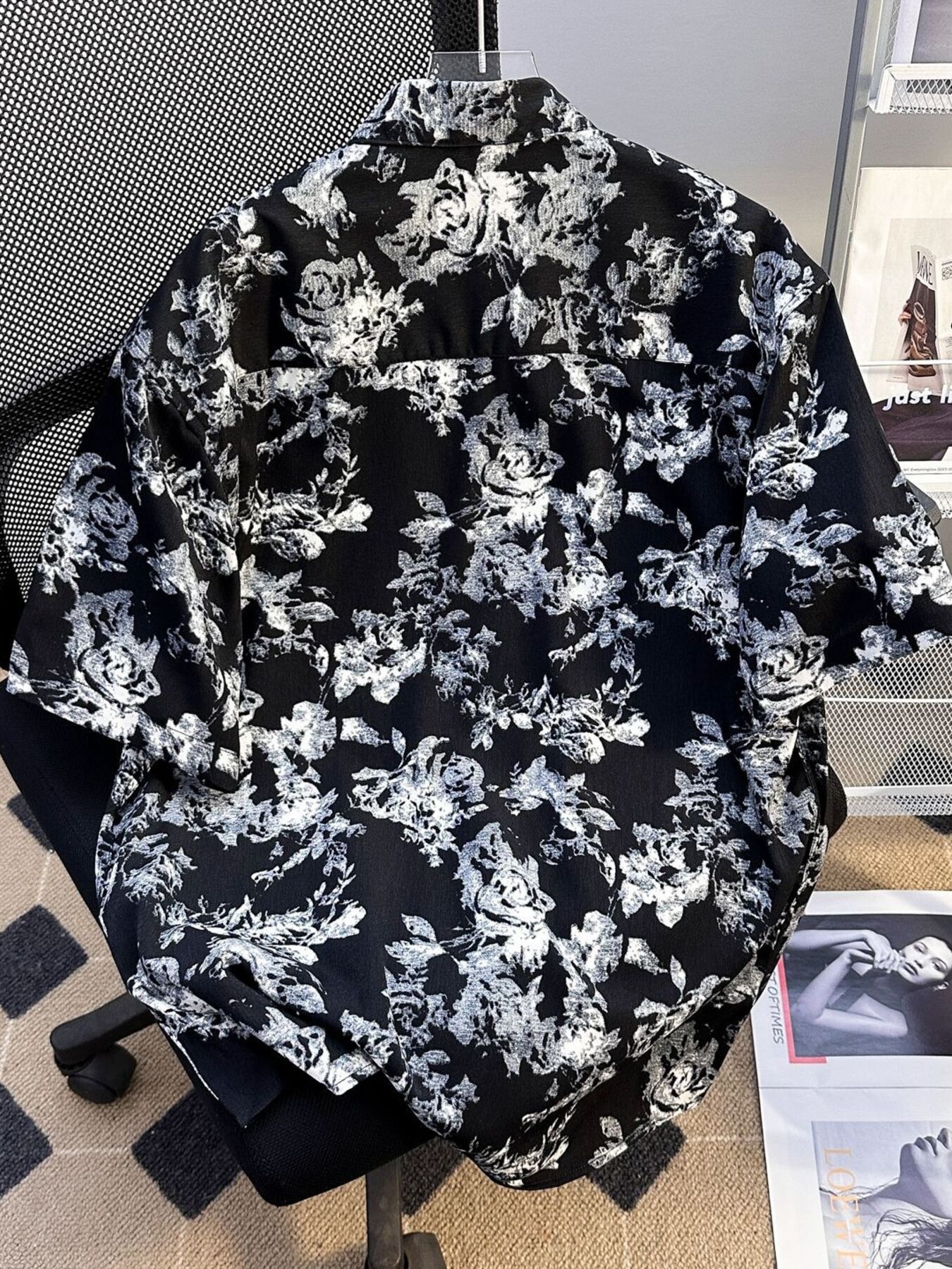 Men's Plus Size Printed Button Up Short Sleeve Shirt