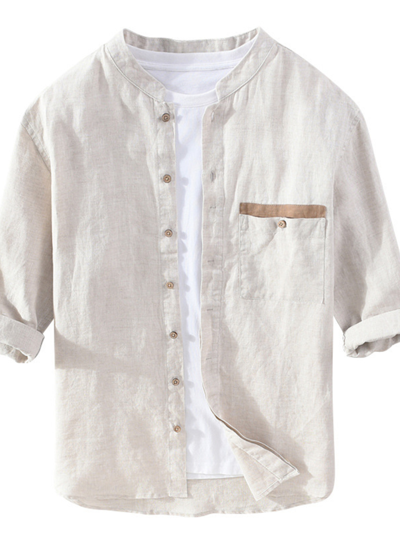 Men's Plus Size Button Up 3/4 Sleeve Shirt