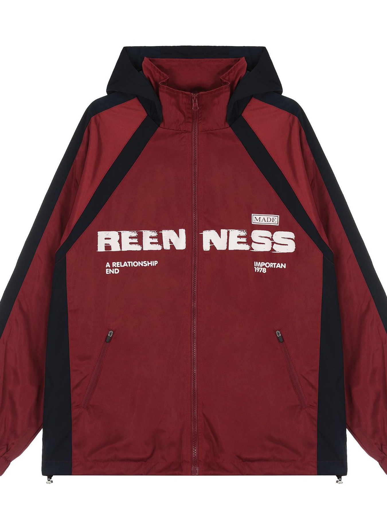 Men's Letter Zip Up Hooded Windbreaker Jacket