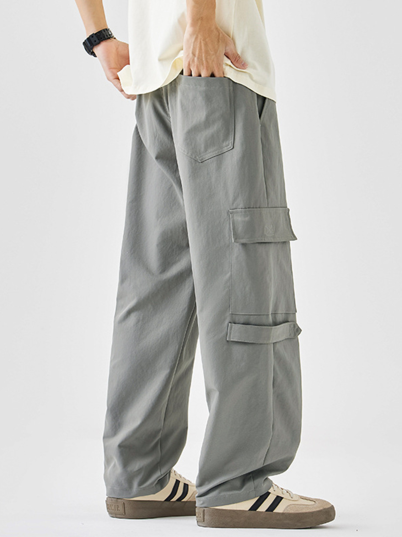 Men's Plus Size Multi-Pocket Cargo Utility Pants with Drawstring Waist