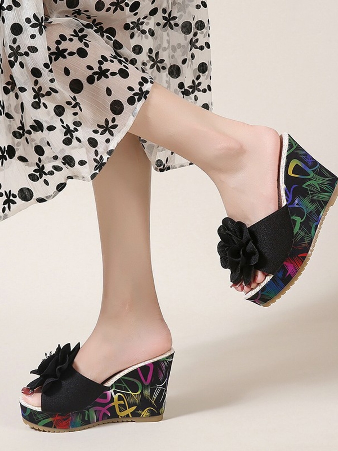 Peep Toe Wedge Sandals