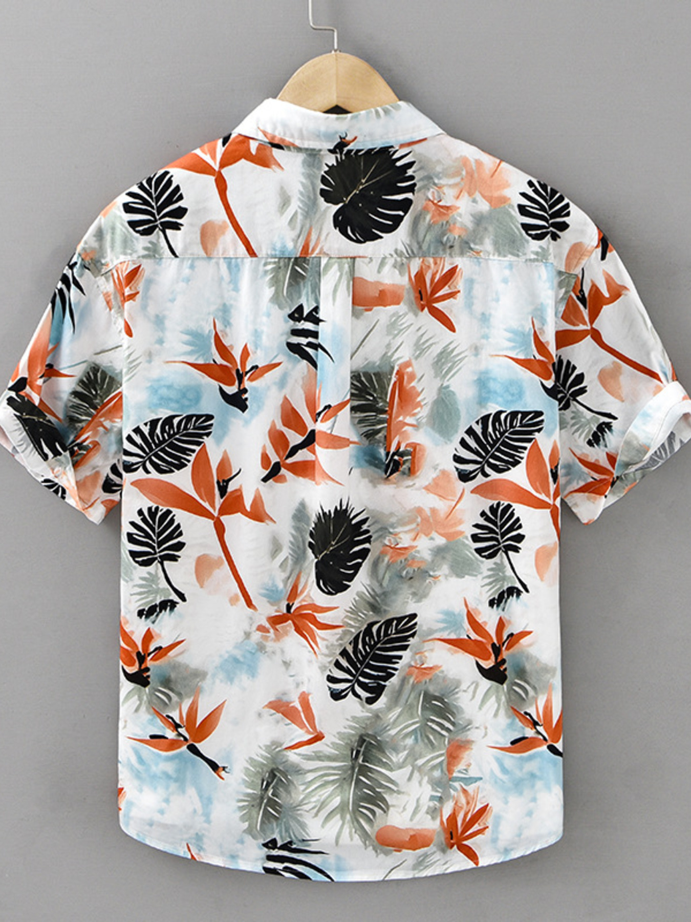Men's Plus Size Printed Short Sleeve Button-Up Shirt