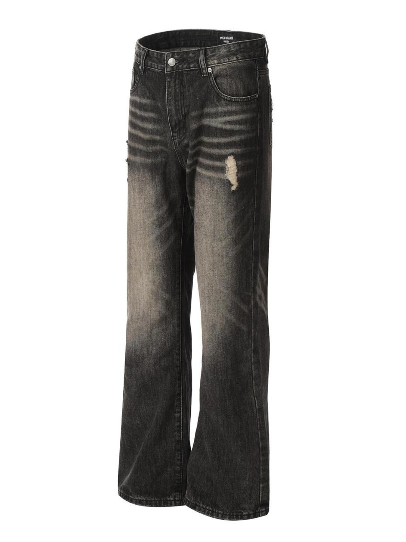 Men's Distressed Cat's Whisker Washed Bootcut Jeans