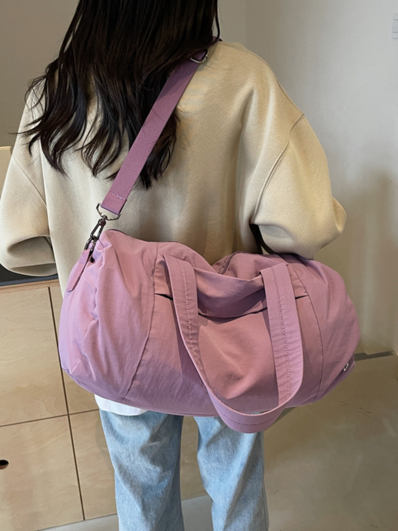 Solid Color Lightweight Travel Duffel Bag