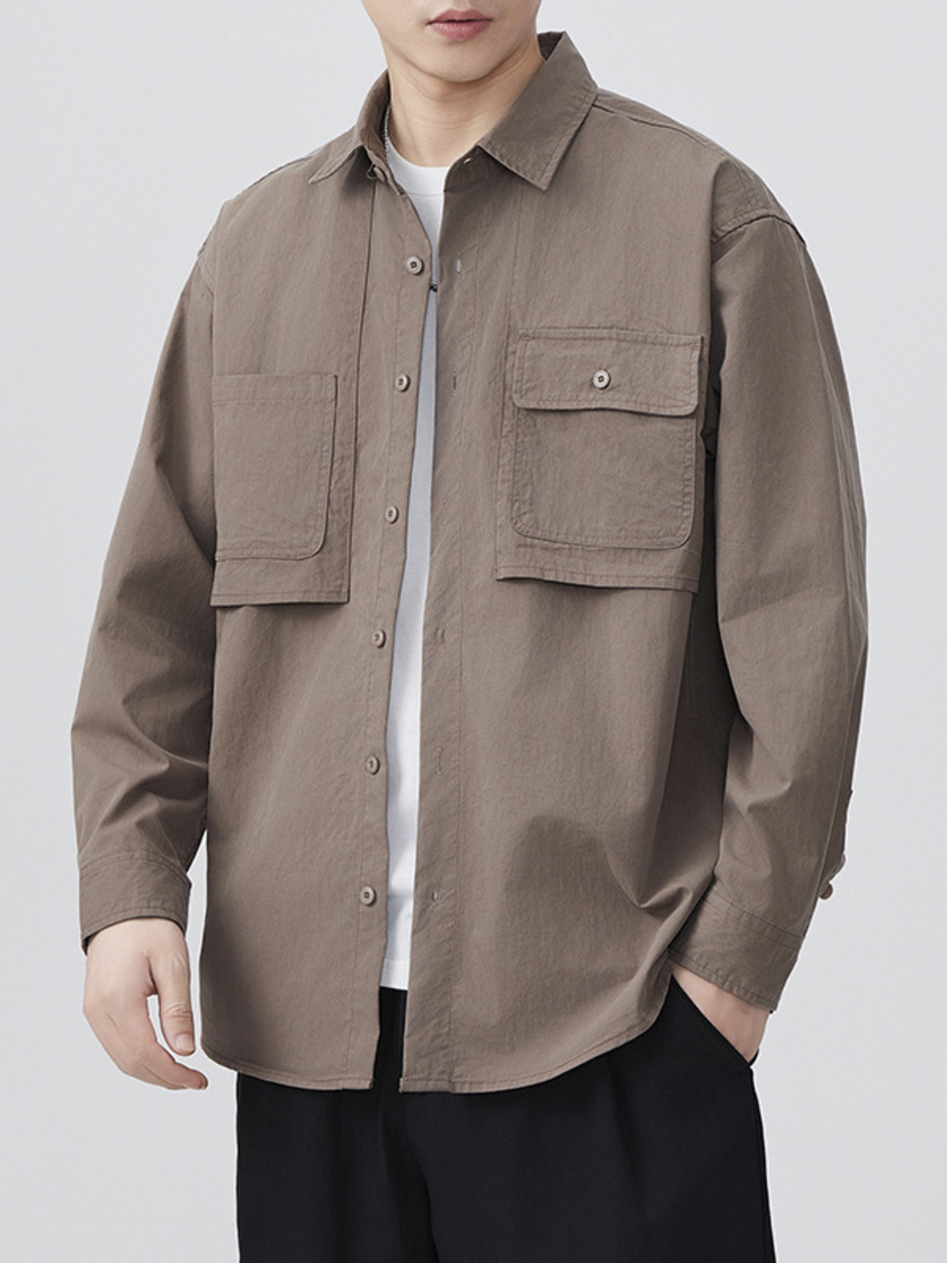 Men's Plus Size Button Up Long Sleeve Shirt