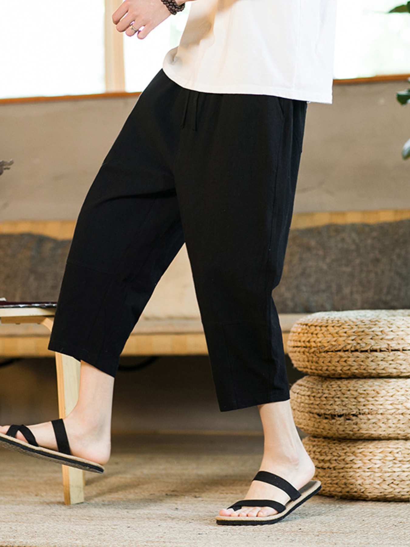 Men's Drawstring Wide Leg Pants