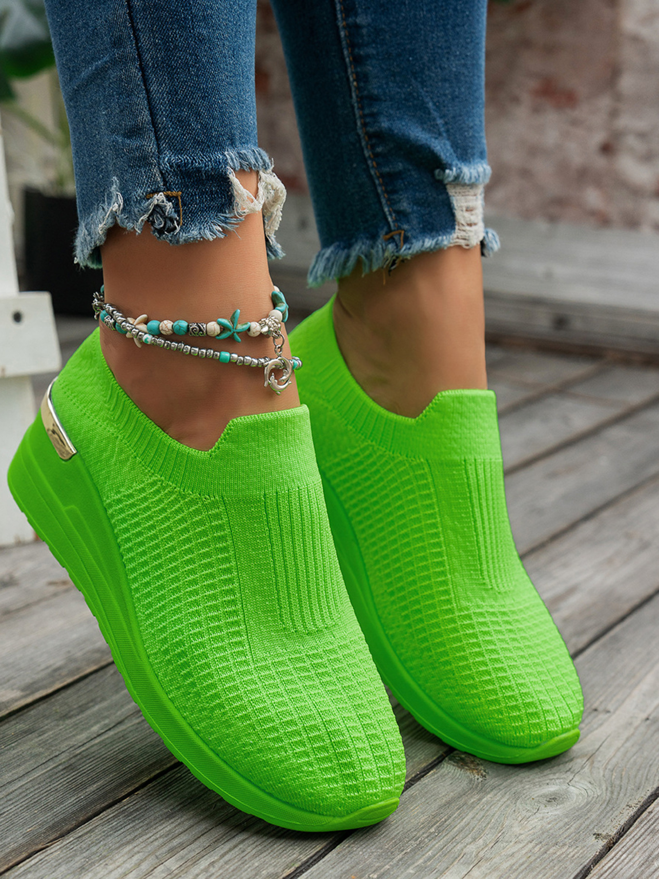 Round Toe Wedge Sneakers