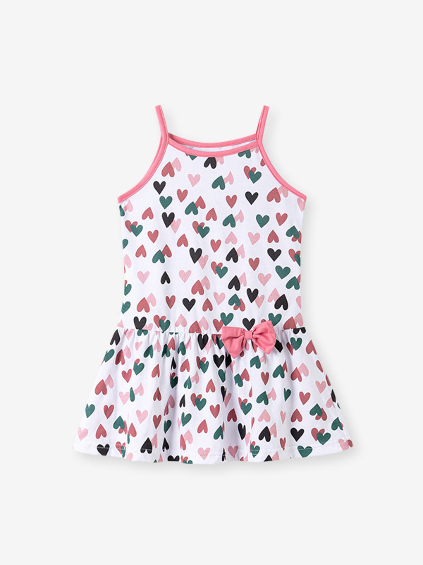 Children's Bow Printed Sleeveless Casual Dress