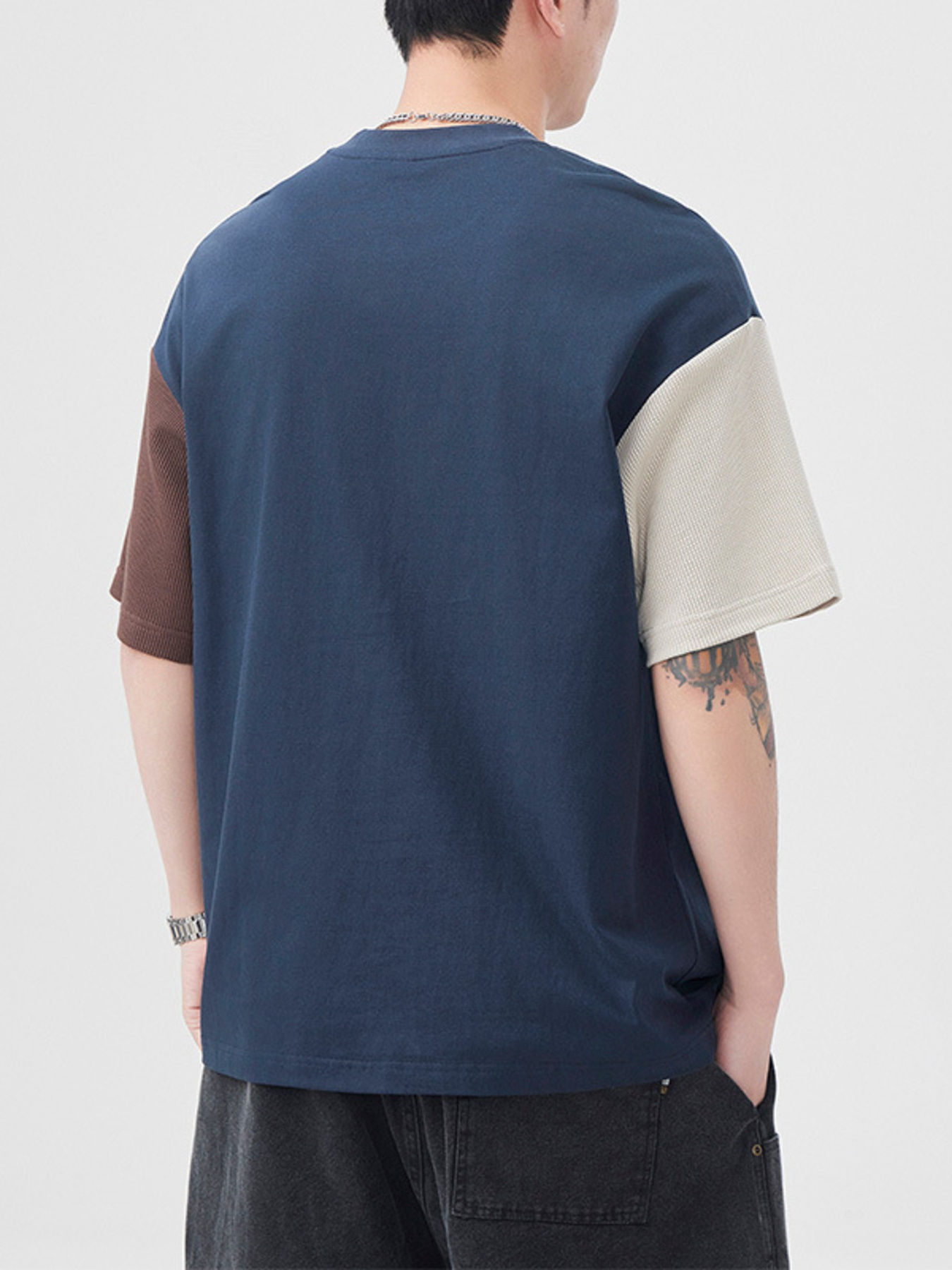 Men's Plus Size Color Block Round Neck T-Shirt