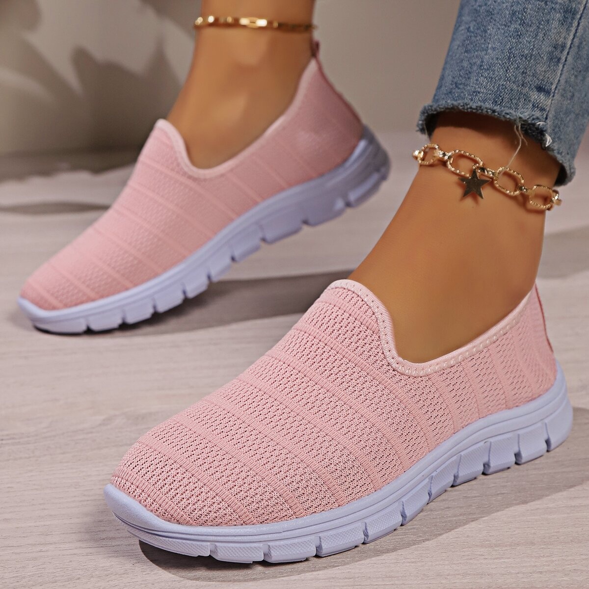 Round Toe Mesh Slip-Ons