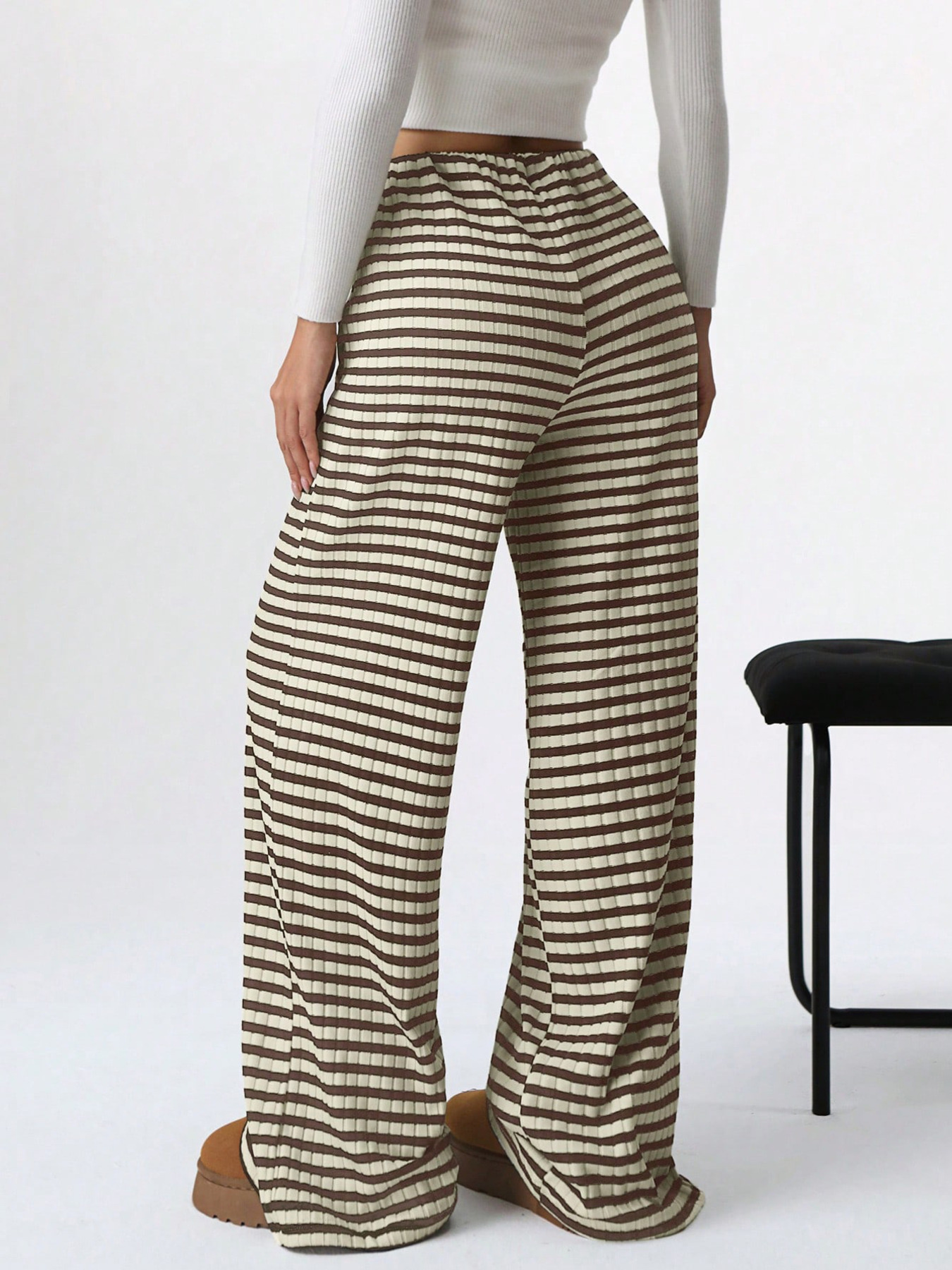 Striped Wide Leg Drawstring Pants