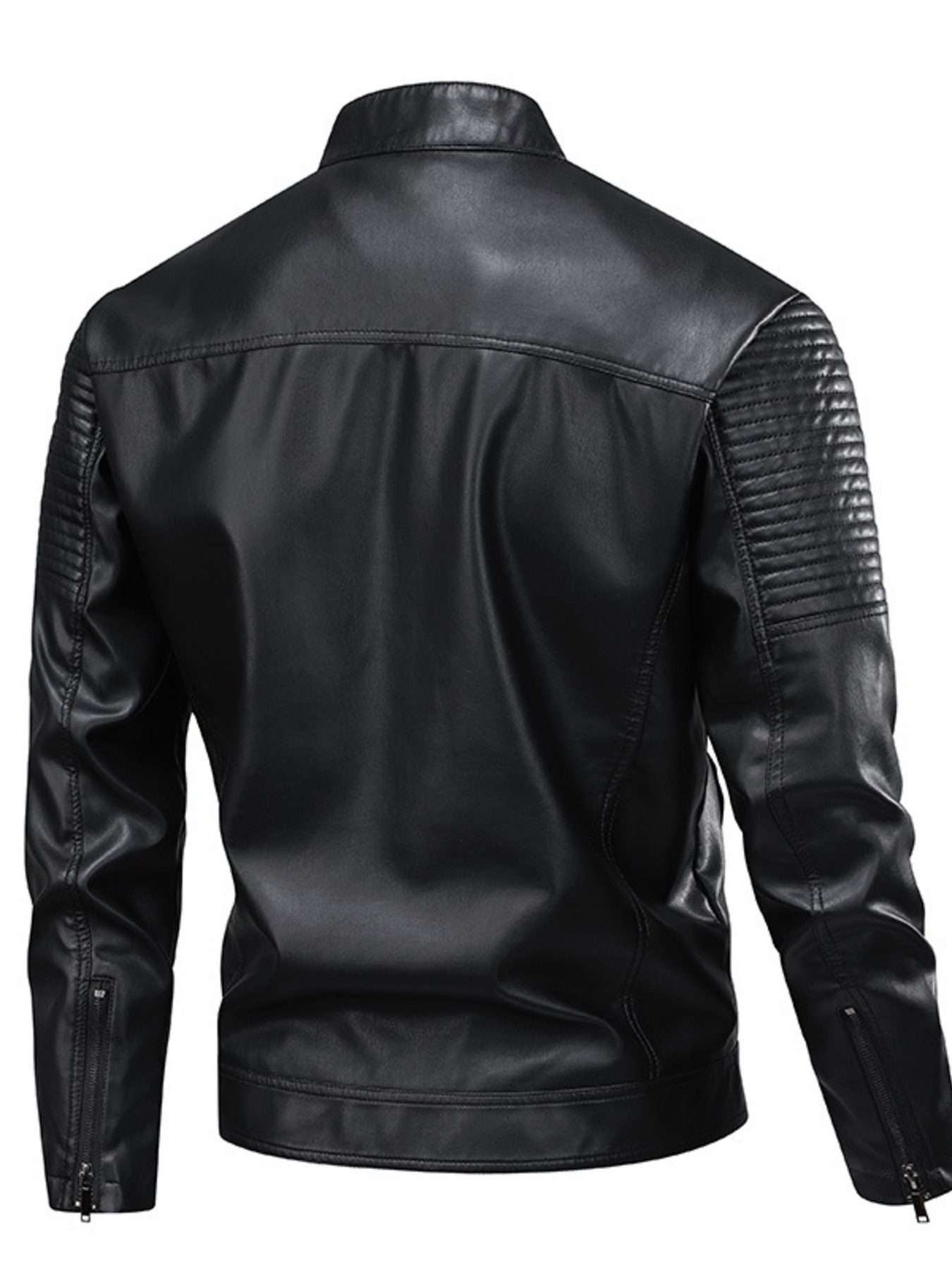 Men's Full Size Zip Up Leather Motorcycle Jacket Plus Size