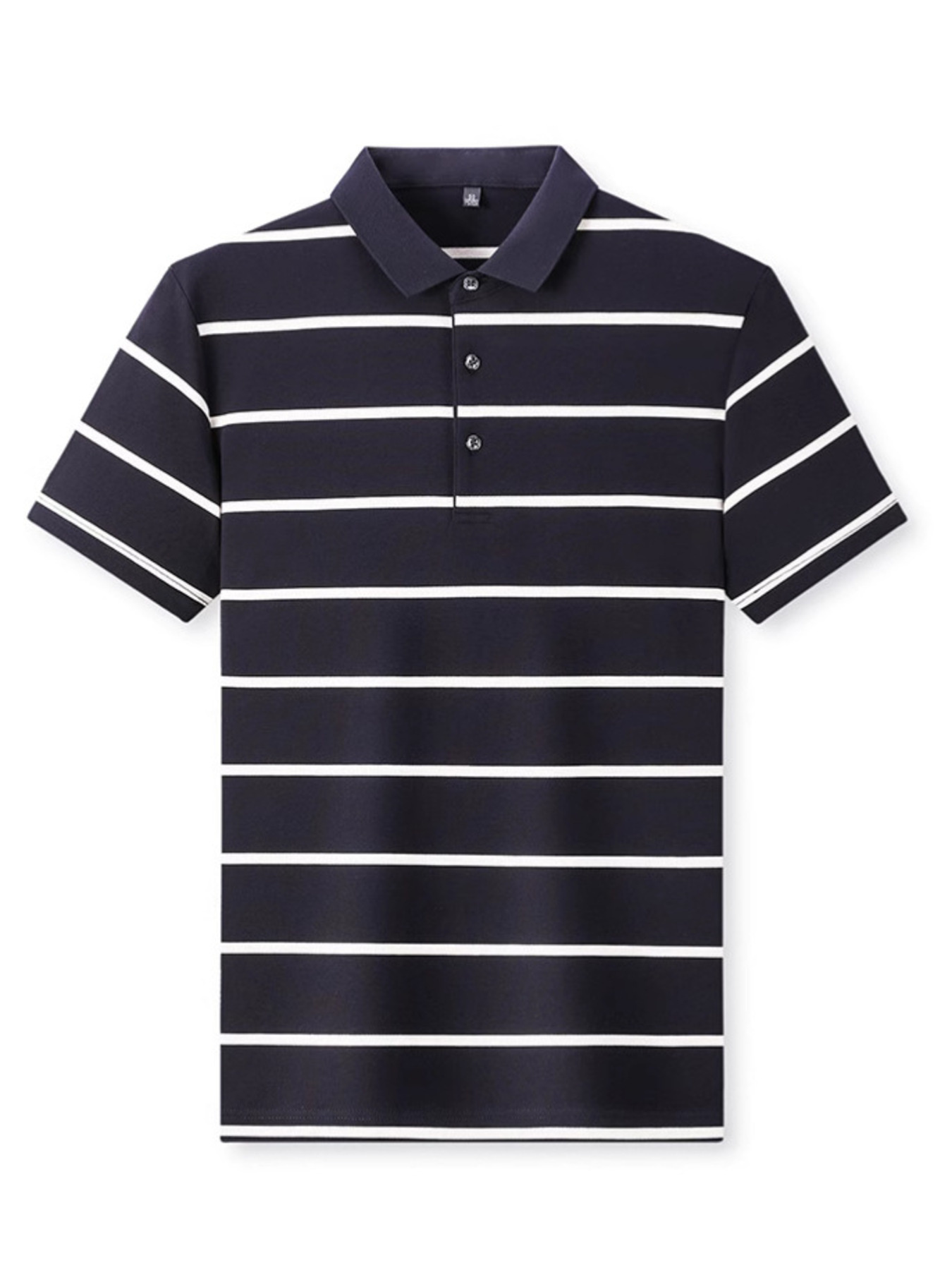 Men's Plus Size Striped Button Detail Short Sleeve Polo