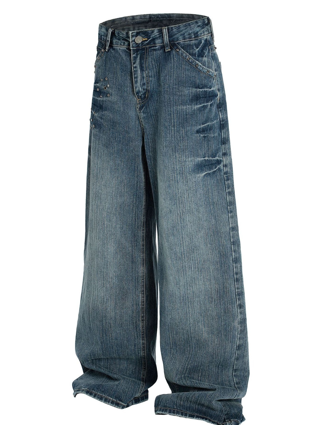 Men's Washed Wide Leg Jeans