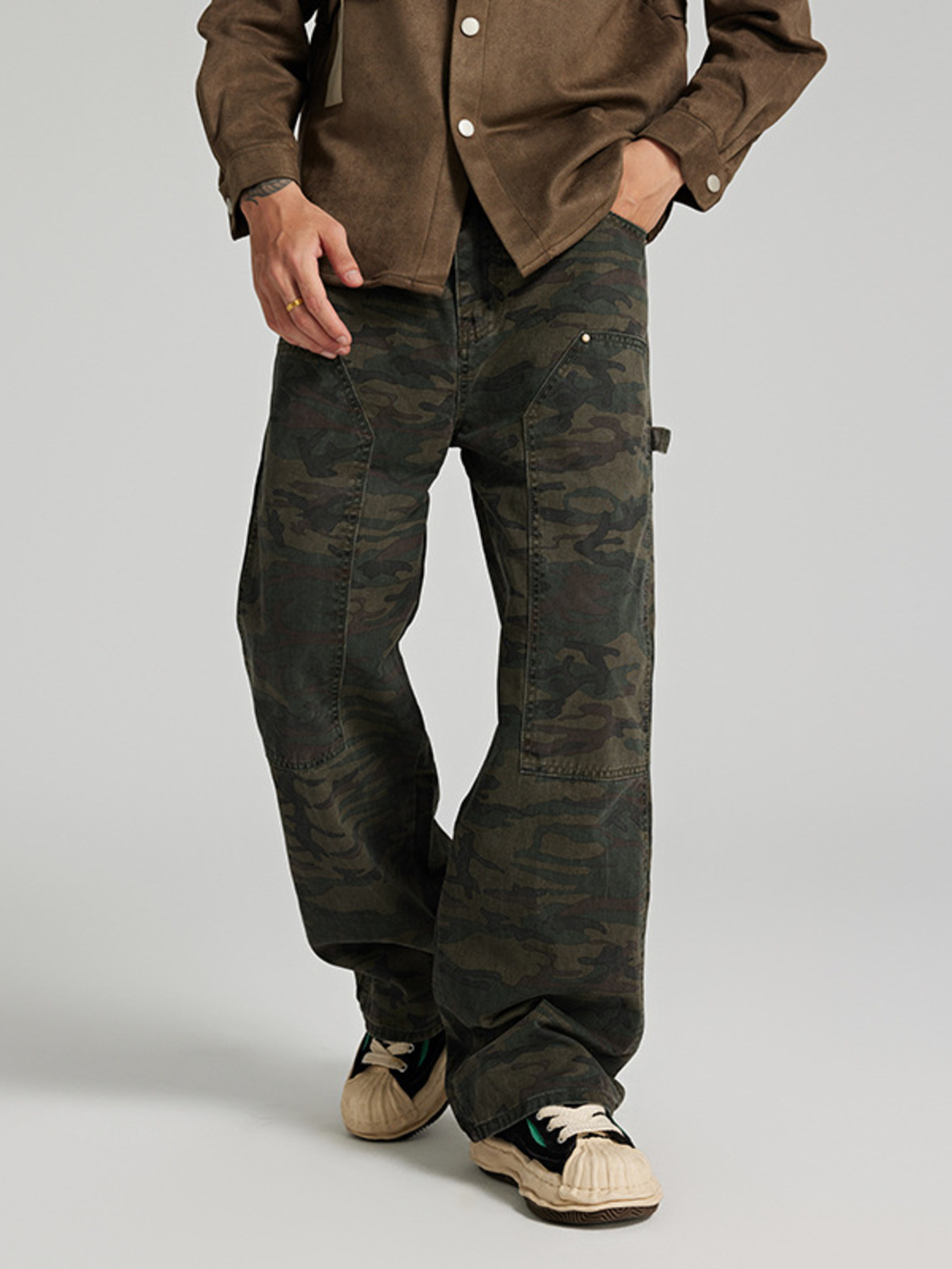 Men's Camouflage Washed Cargo Jeans