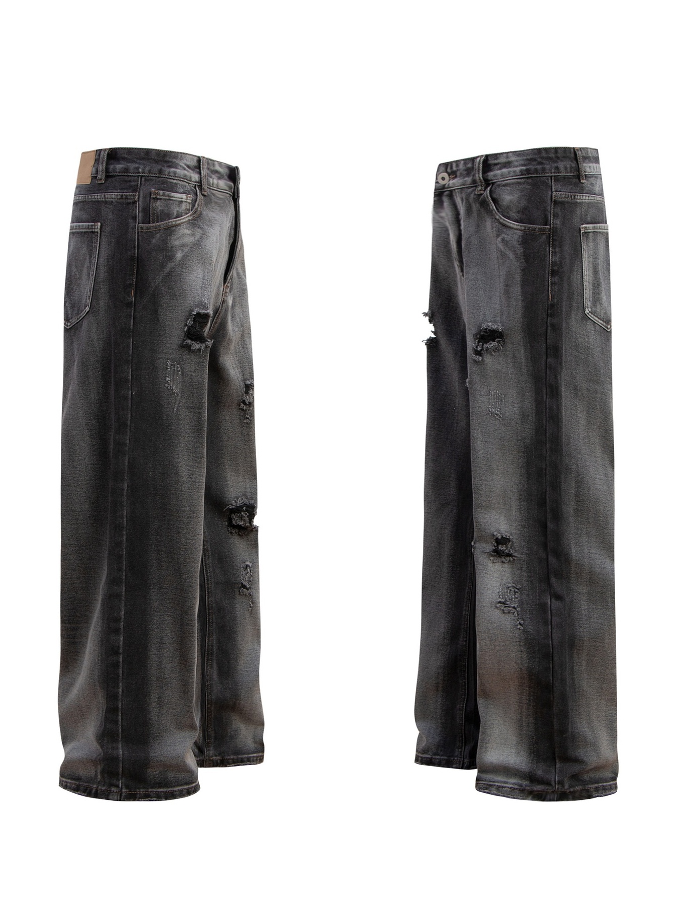 Men's Distressed Wide-Leg Jeans