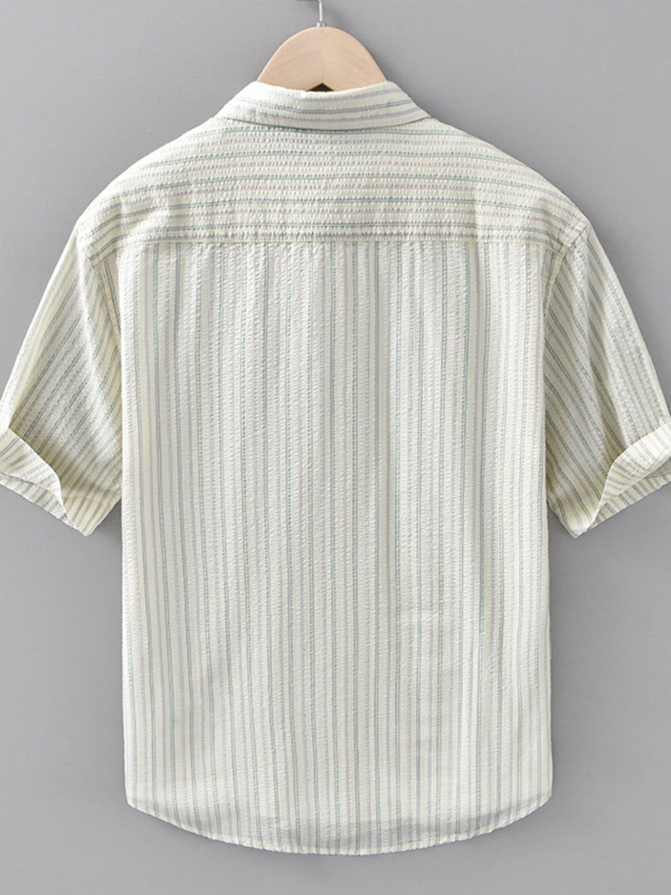 Men's Plus Size Striped Button Up Short Sleeve Shirt