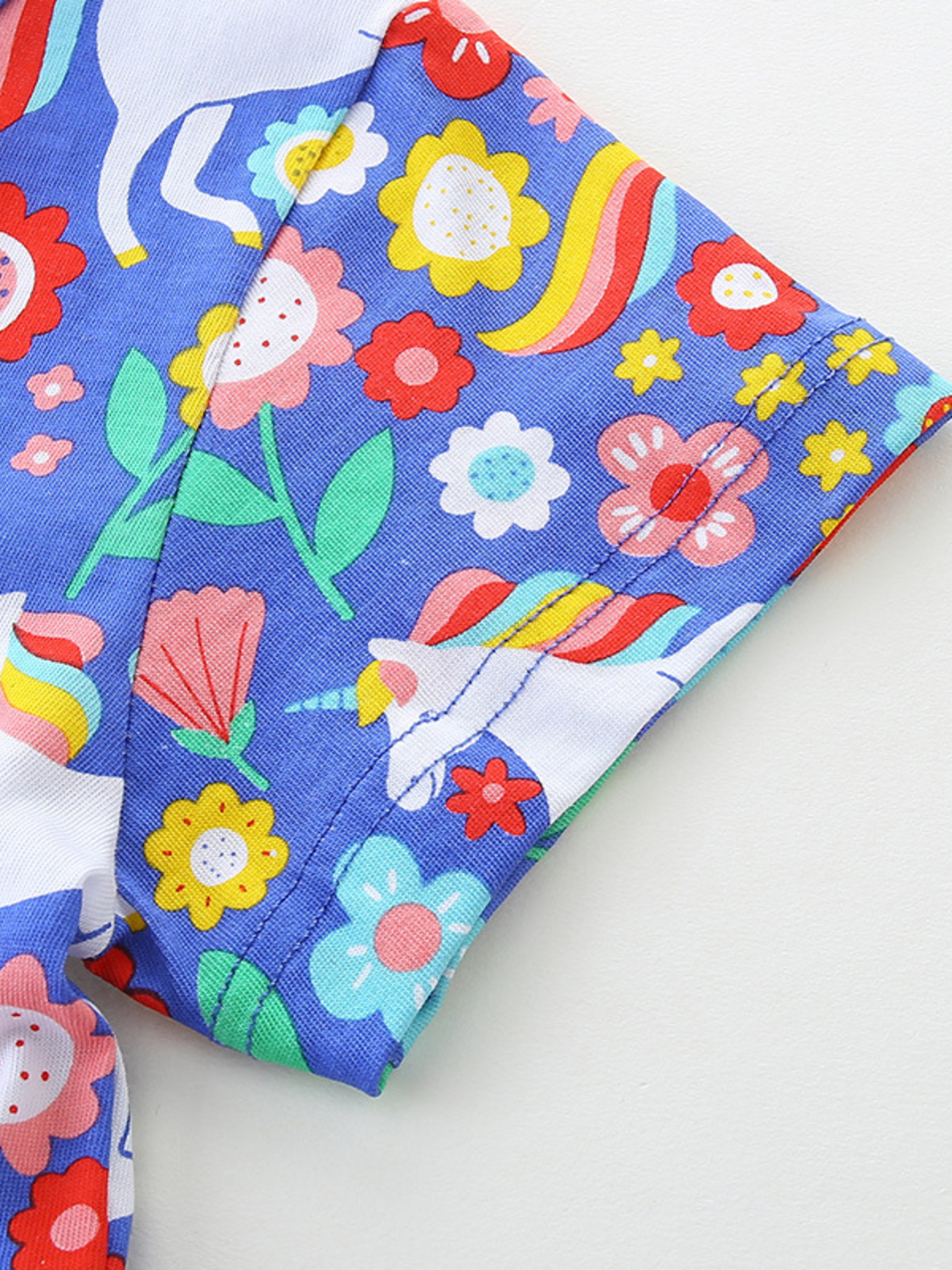 Children's Unicorn Floral Print Short Sleeve Dress 3
