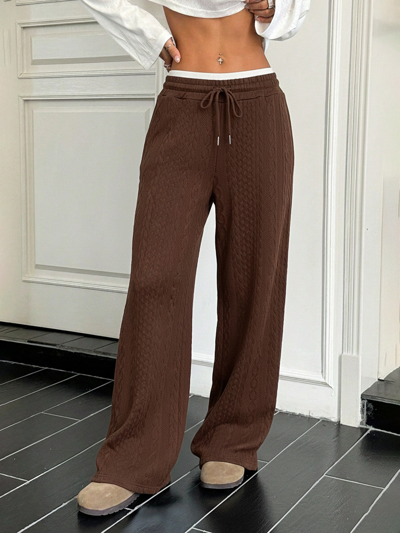 Drawstring Wide Leg Pants