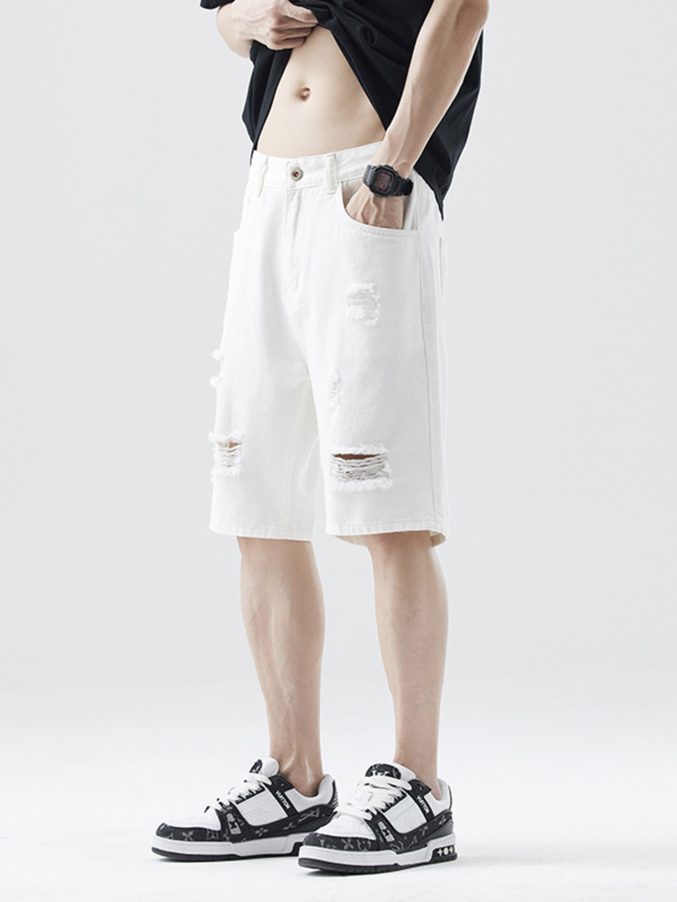 Men's Distressed Denim Shorts