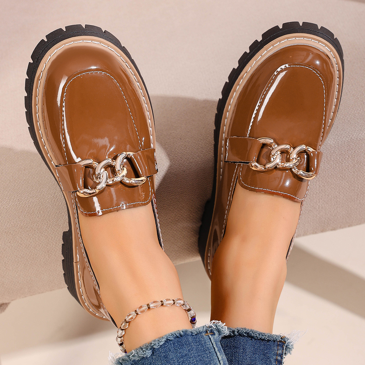 Chain Decor Chunky Loafers