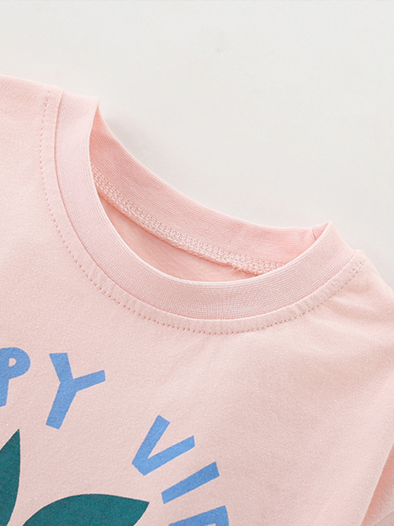 Children's Happy Vibes Graphic Tee & Denim Shorts Set