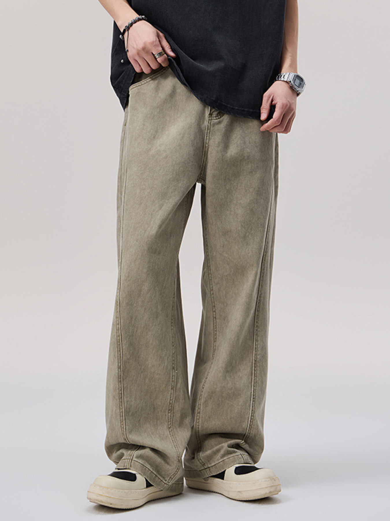 Men's Vintage Wash Wide Leg Pants