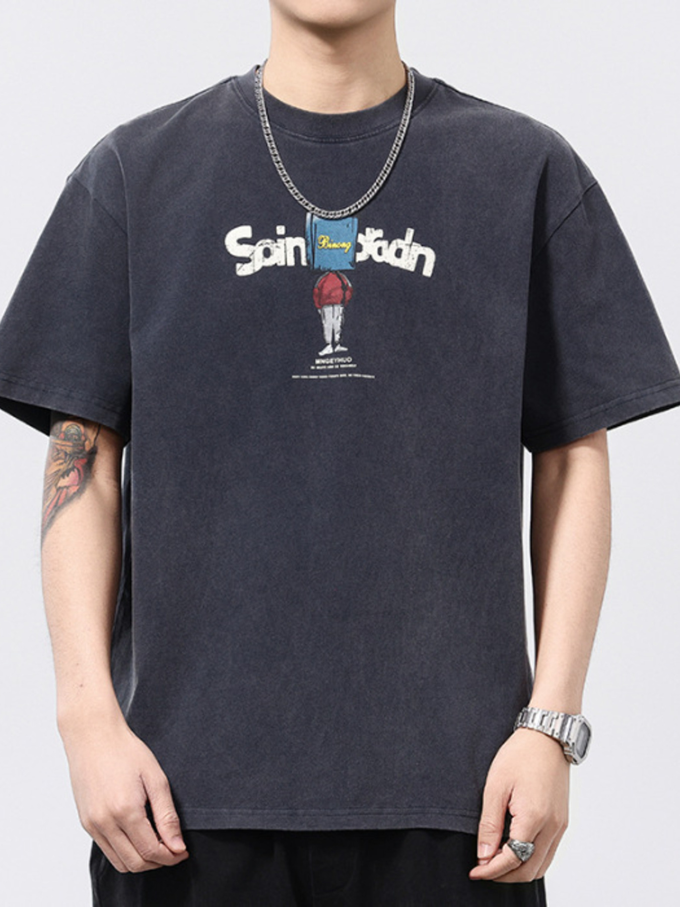 Men's Plus Size Graphic Round Neck Short Sleeve T-Shirt