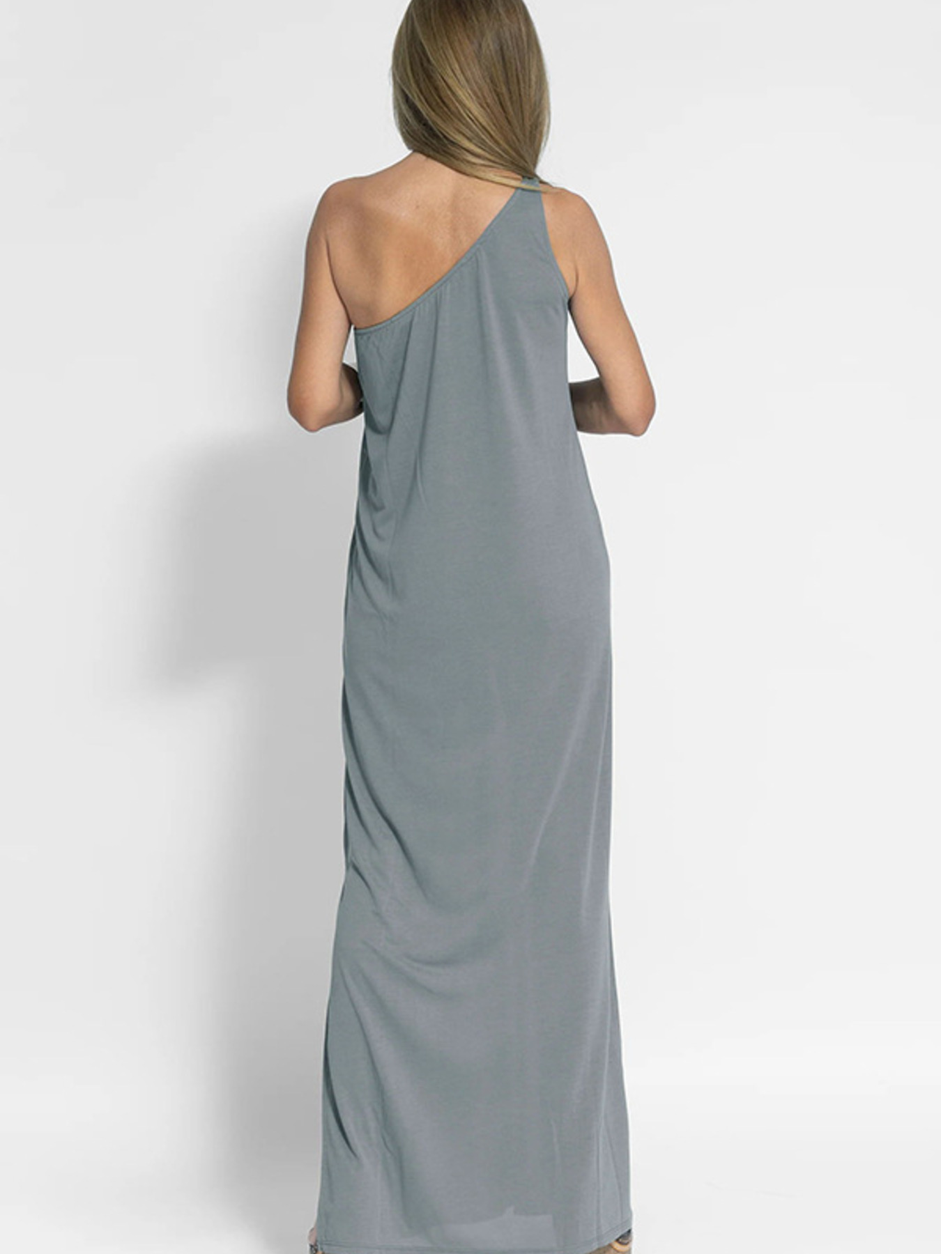 One-Shoulder Maxi Dress with Side Slit