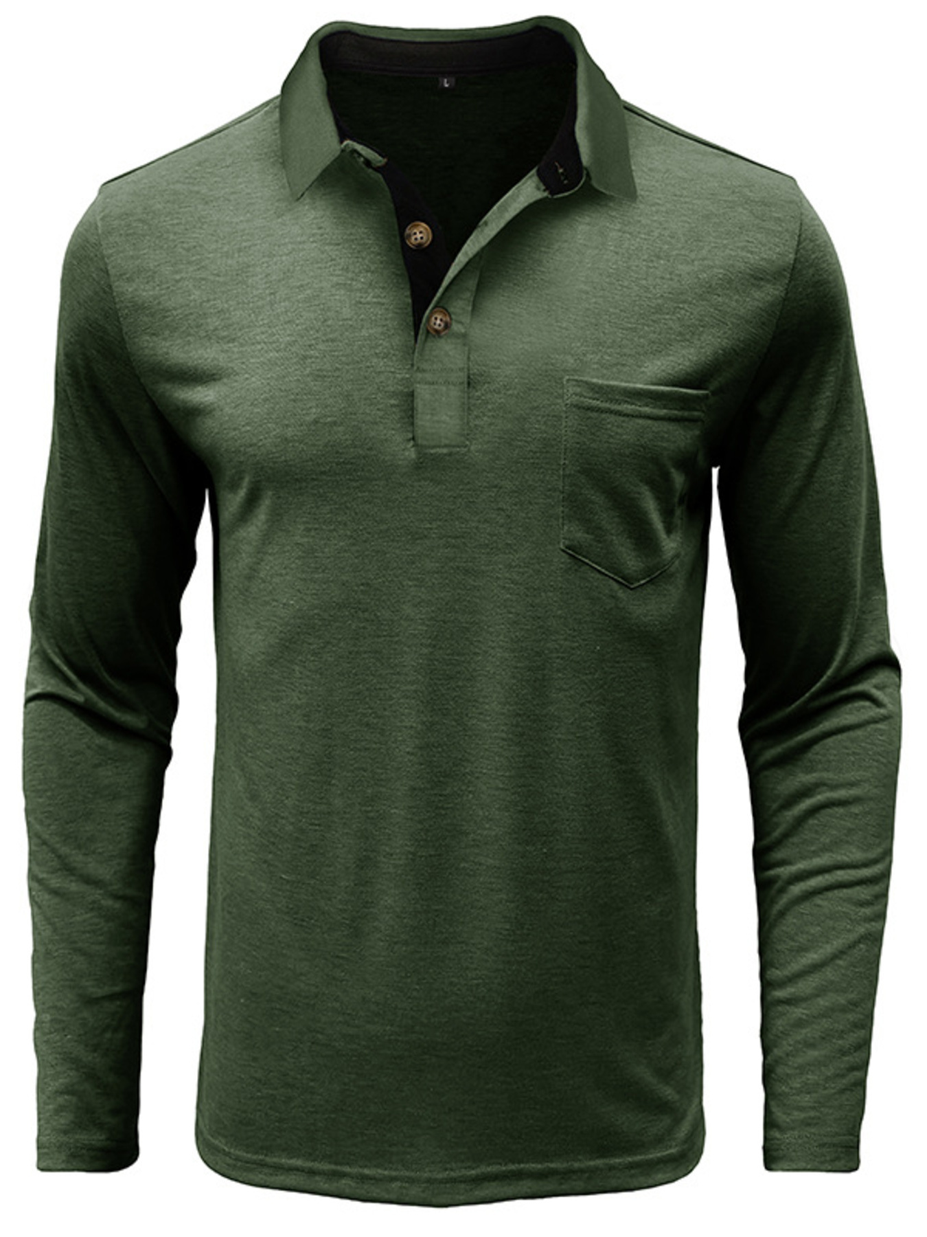 Men's Full Size Button Detail Long Sleeve Polo Plus Size