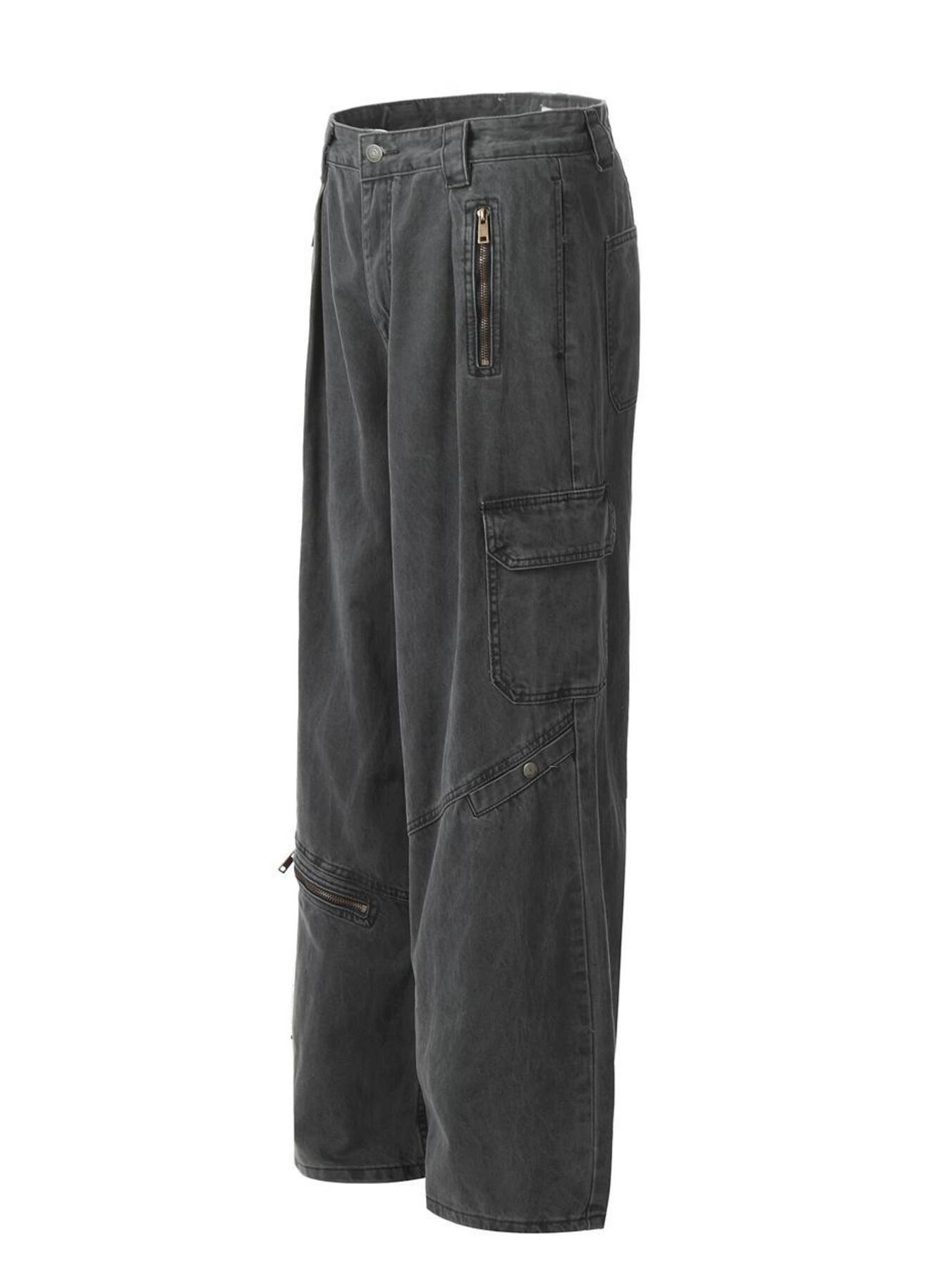 Men's Washed Cargo Wide Leg Jeans