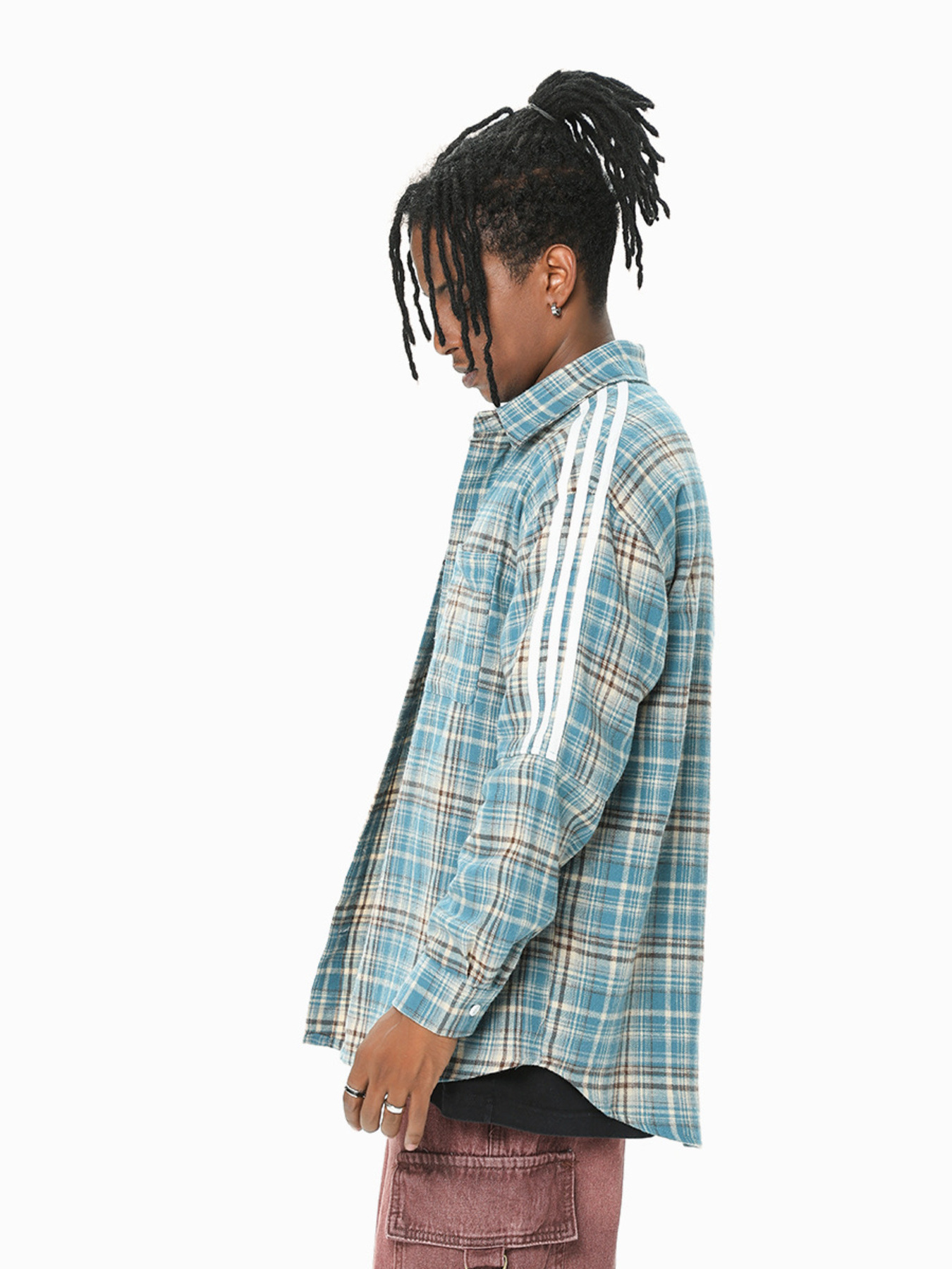 Men's Casual Plaid Flannel Button-Up Oversized Shirt