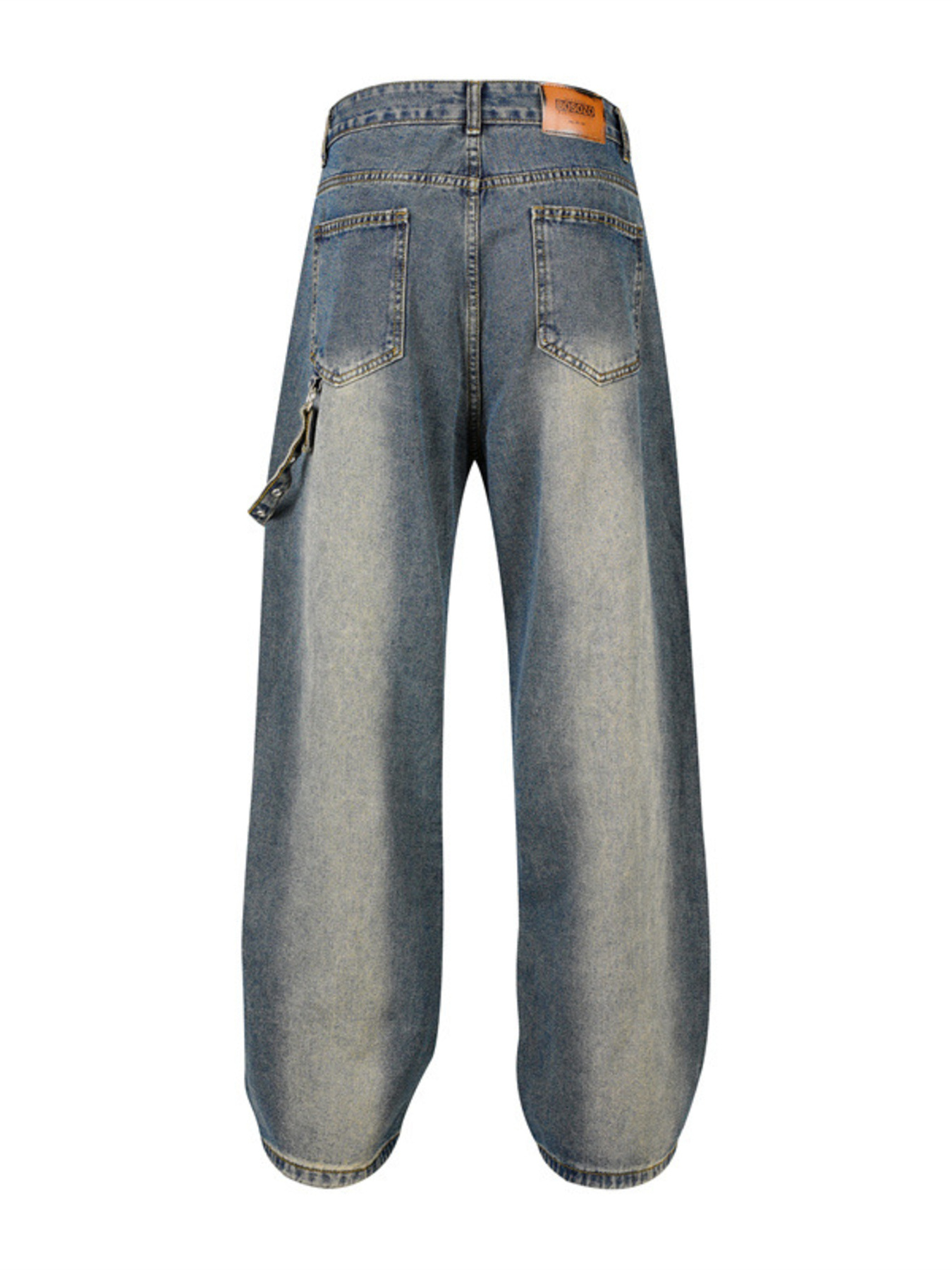 Men's Frayed Hem Wide Leg Jeans